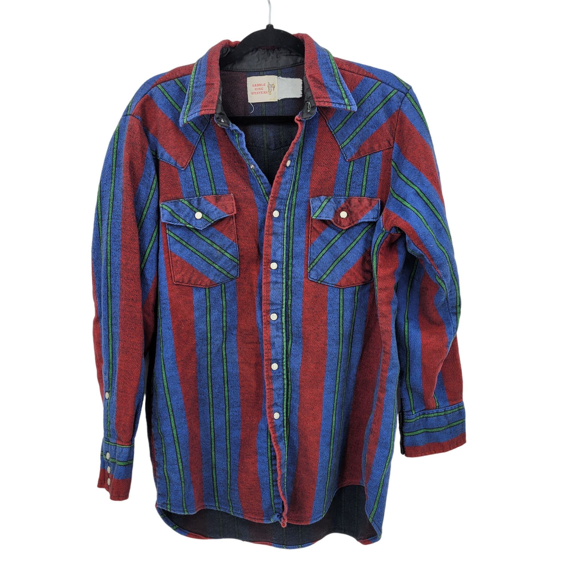 Vintage Vintage Western Striped Pearl Snap Flannel Shirt XL Outdoor Size US M / EU 48-50 / 2 - 1 Thumbnail