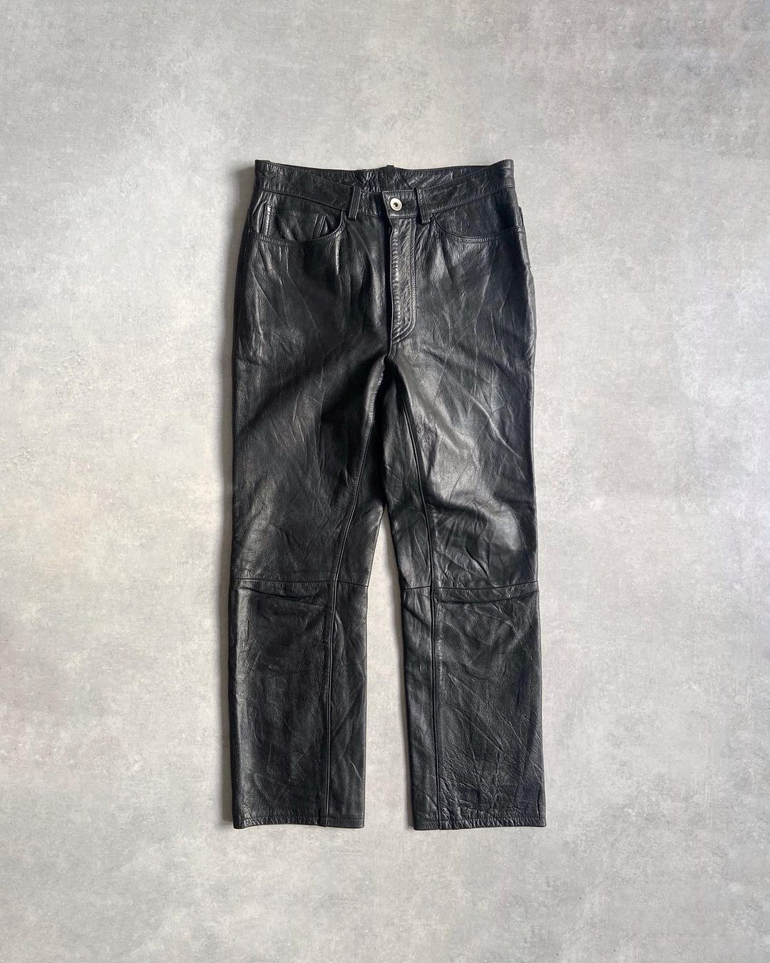 image of A.a.r R Yohji Yamamoto Durban Leather Pants in Black, Men's (Size 28)