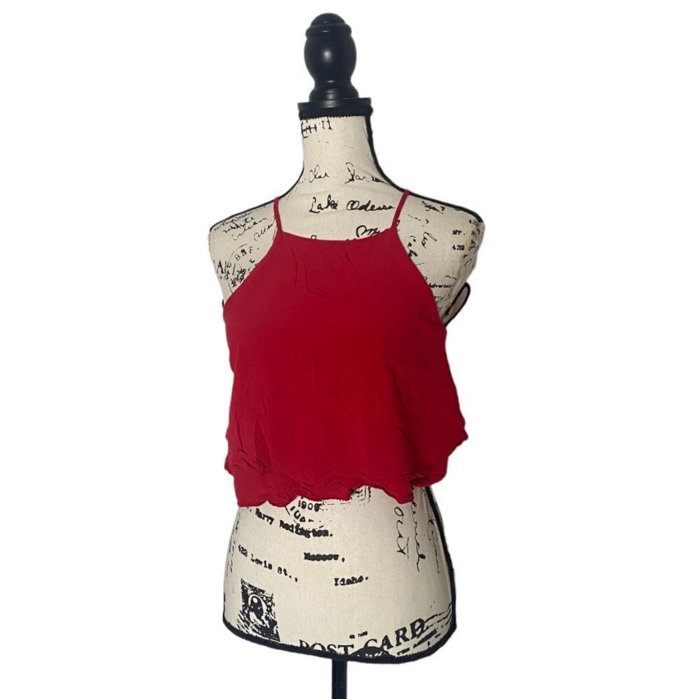 Forever 21 Forever 21 Red Ruffled Crop Top - Size S Size S / US 4 / IT 40 - 1 Thumbnail