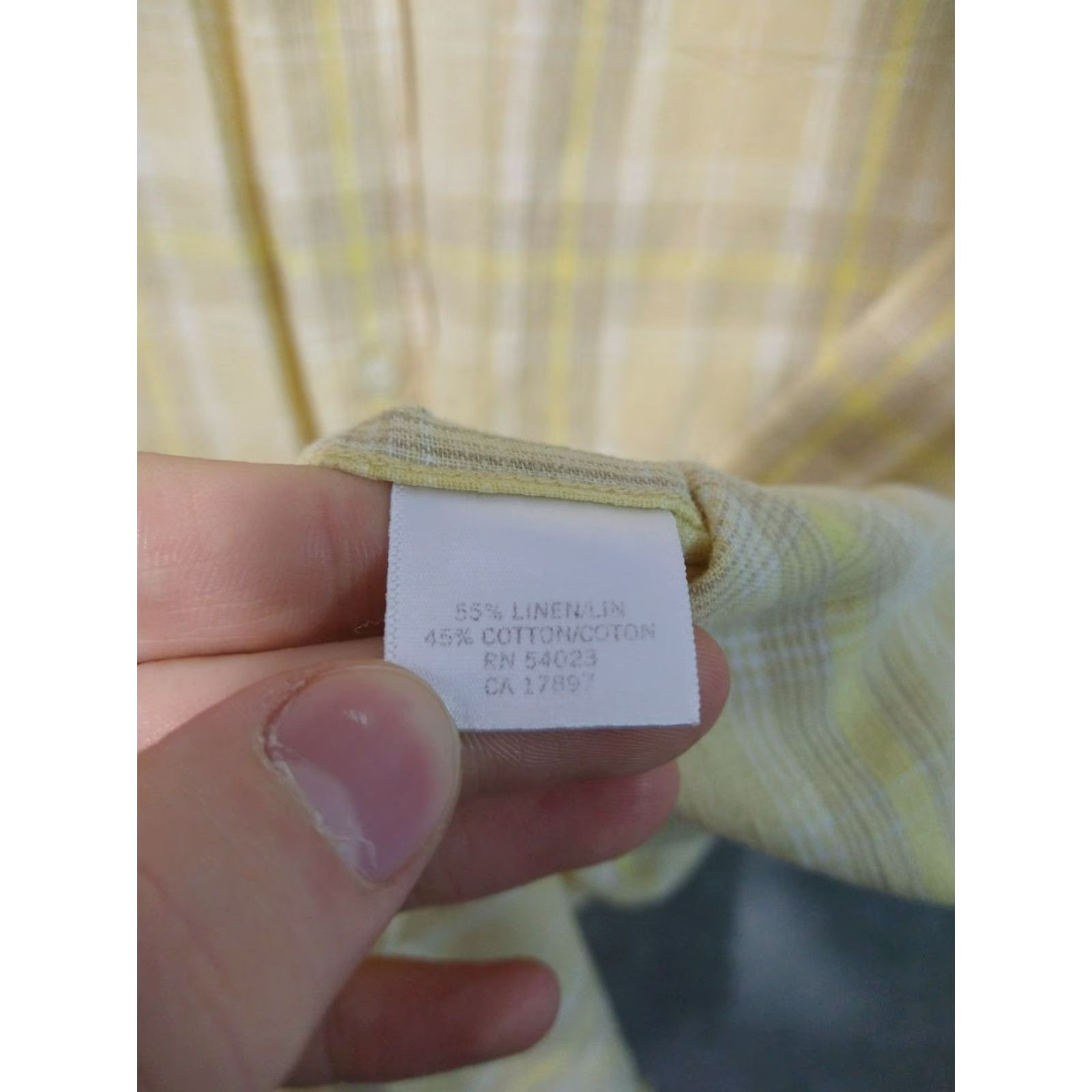 Banana Republic Banana Republic Shirt Mens Large Yellow Plaid Linen Blend Button Up Short Sleeve Size US L / EU 52-54 / 3 - 6 Thumbnail