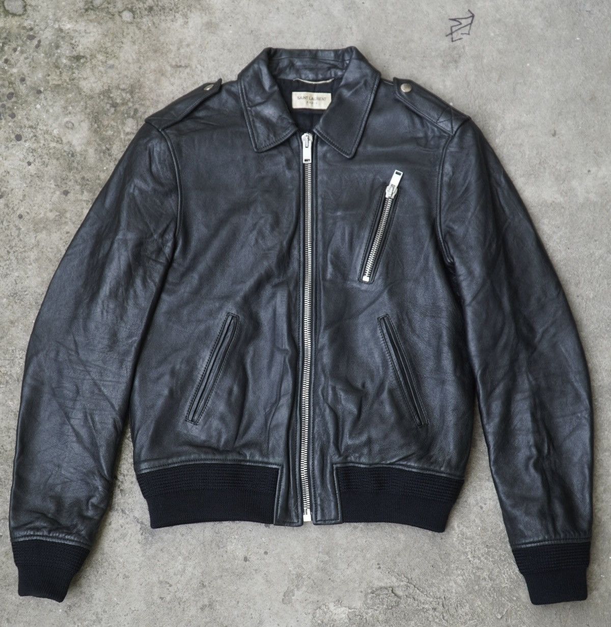 Saint Laurent Paris Saint Laurent - Hedi Slimane F/W15 - Aviator Leather Jacket Size US S / EU 44-46 / 1 - 1 Thumbnail