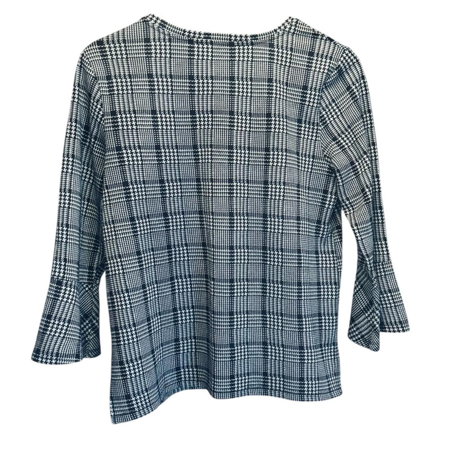 Designer Finn & Grace. Houndstooth Preppy Blouse. Size Medium. Size M / US 6-8 / IT 42-44 - 8 Thumbnail