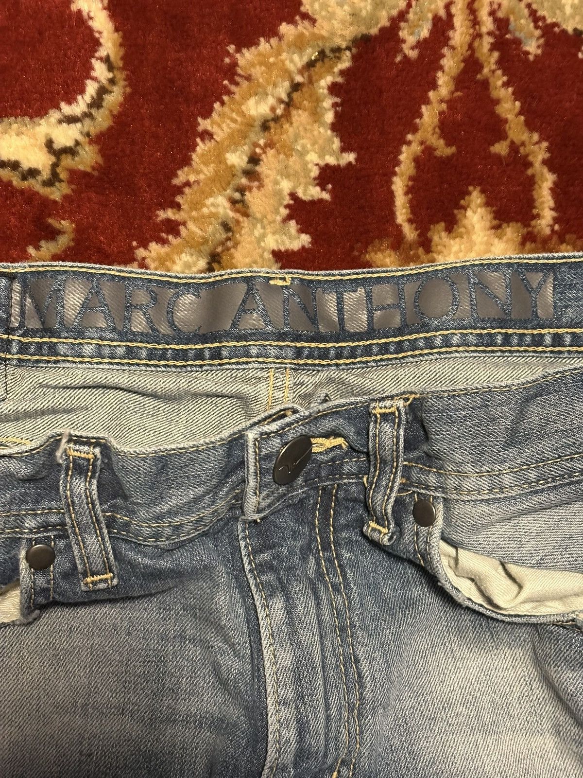 Marc Anthony Marc Anthony Distressed Slim Fit Blue Jeans Size US 33 - 4 Thumbnail