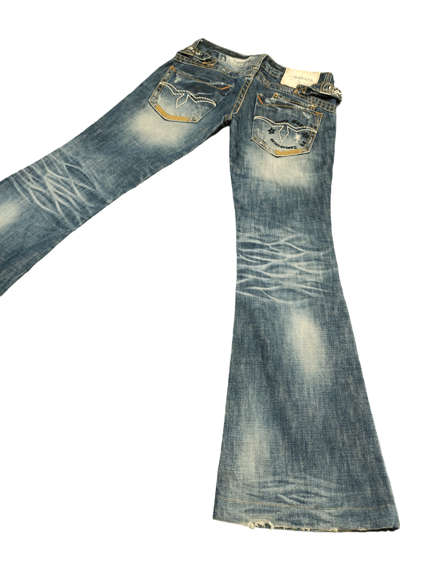 If Six Was Nine Flare Jeans Lolita Clawmark Distressed Denim Boot Cut Size US 27 - 1 Thumbnail