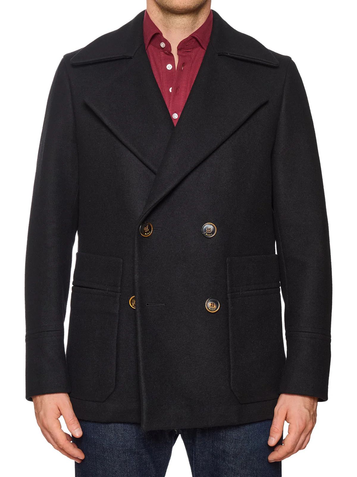 Berluti BERLUTI Paris Black Wool Double Breasted PeaCoat Navy Coat Size US M / EU 48-50 / 2 - 2 Thumbnail