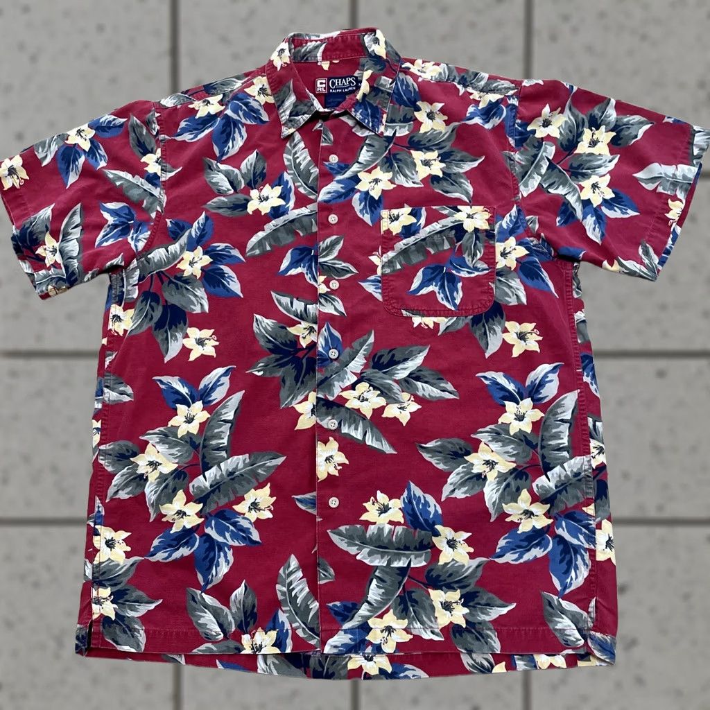 Ralph Lauren VINTAGE Chaps Ralph Lauren Hawaiian Shirt Men M Aloha Tropical Leaf ButtonUp Red Size US M / EU 48-50 / 2 - 1 Thumbnail