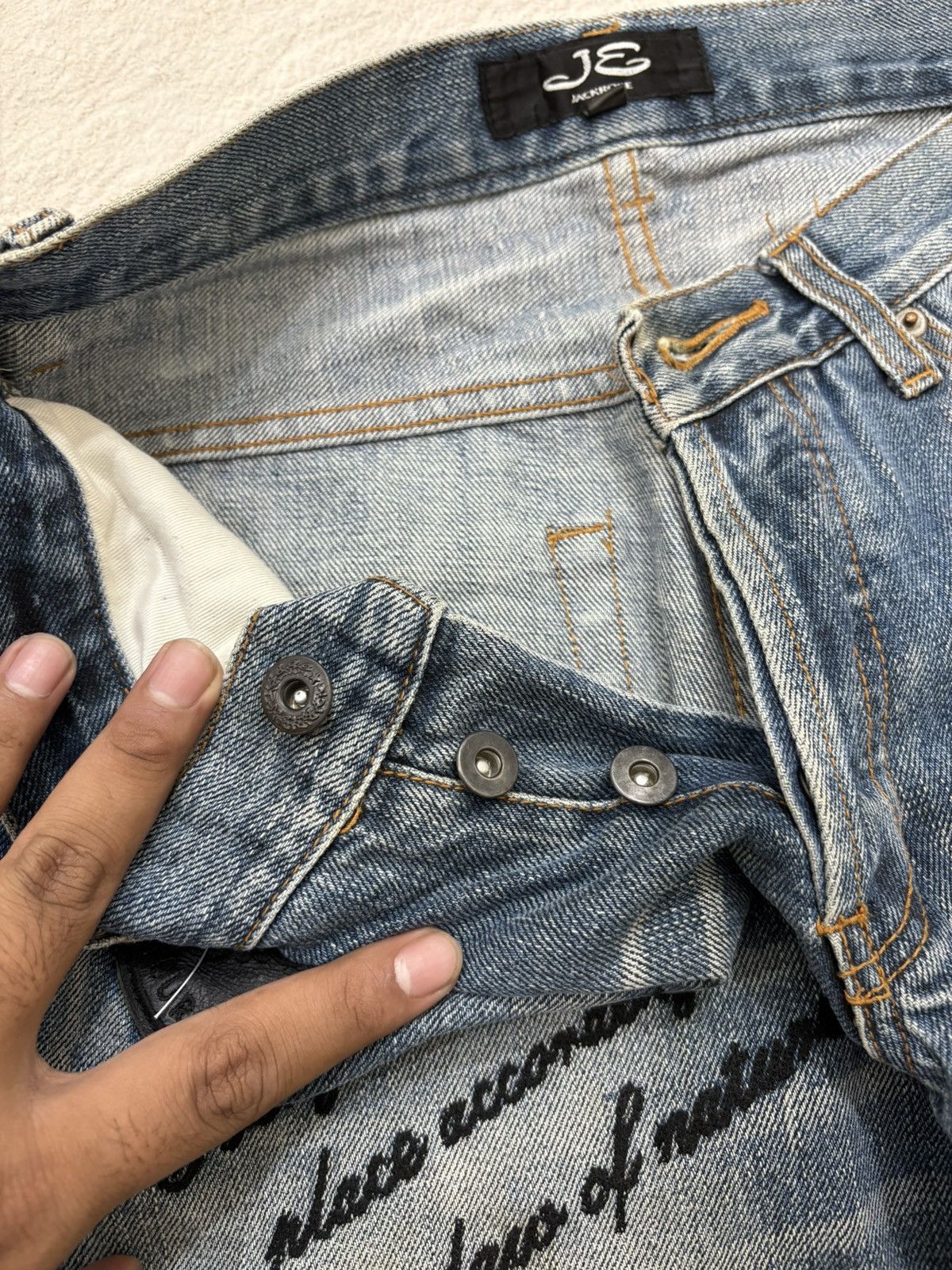 Japanese Brand 00s Apocalypse Graphic Denim Y2K Rock Biker Washed Navajo Size US 28 / EU 44 - 6 Thumbnail