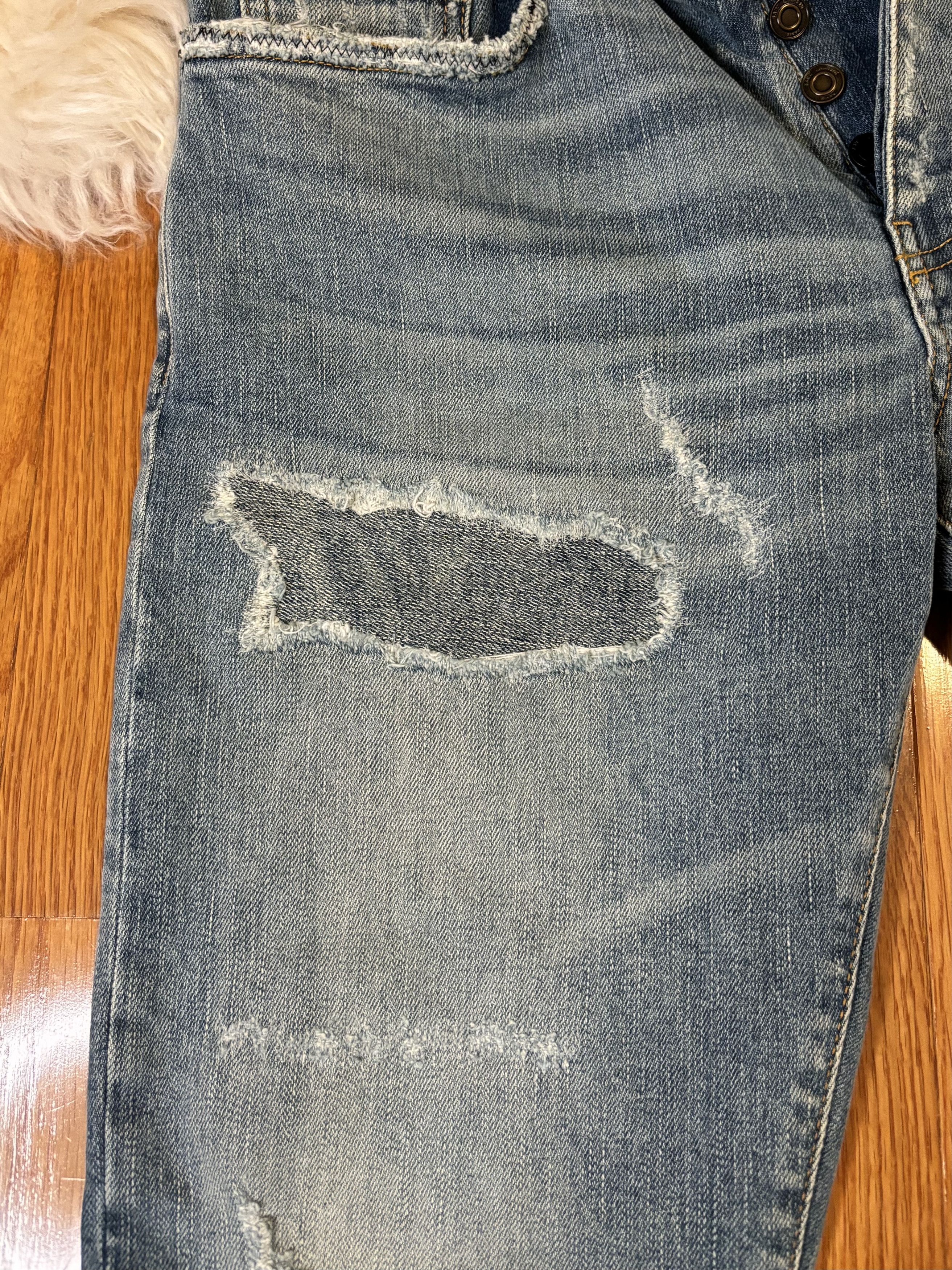 Saint Laurent Paris SS16 "SURF SOUND" BLOWOUT AND PATCHED JEANS HEDI SLIMANE Size US 31 - 2 Thumbnail