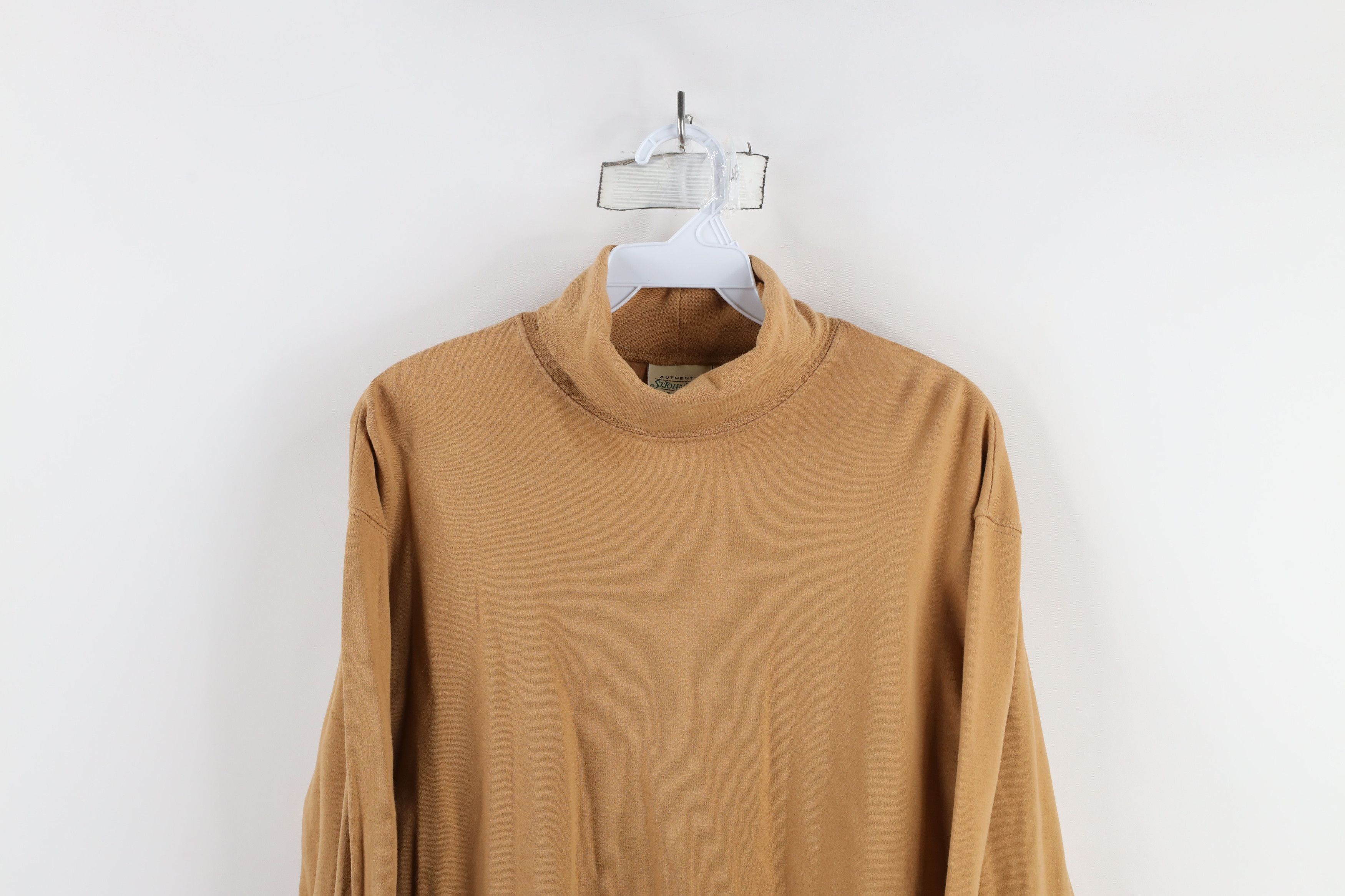 Vintage Vintage 90s Streetwear Blank Turtleneck T-Shirt Wheat Brown Size US M / EU 48-50 / 2 - 2 Thumbnail