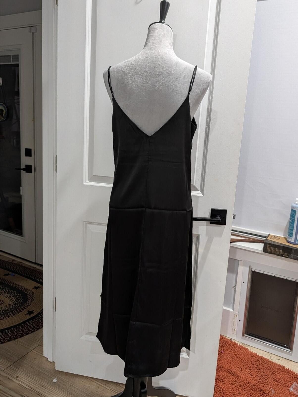Other Black Slip Midi Dress with V-Neck Size M / US 6-8 / IT 42-44 - 3 Thumbnail