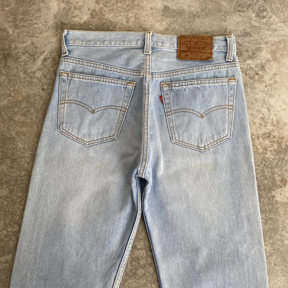 Levi's Vintage 90’s Levis 501 Faded Light Blue Distressed Jeans Size US 30 / EU 46 - 9 Thumbnail