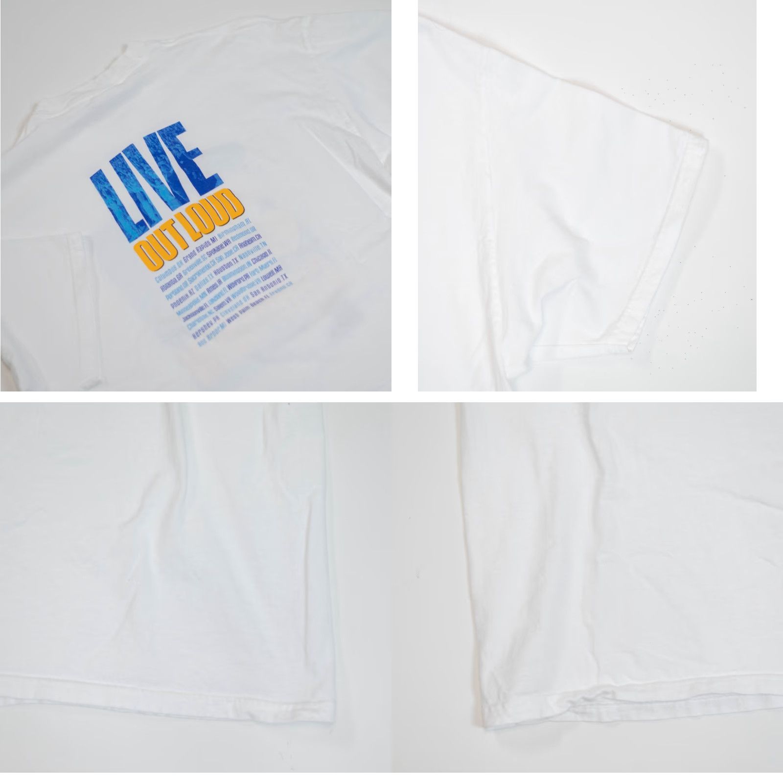 Hanes VINTAGE Hanes Shirt XL Live Out Loud Band Tour Tee 23x29 White 80s 90s Music Punk Mens Size US XL / EU 56 / 4 - 8 Thumbnail