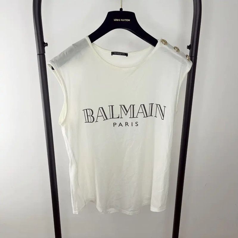 Balmain Balmain Women's White Cotton T-shirt 0089 Size M / US 6-8 / IT 42-44 - 1 Thumbnail
