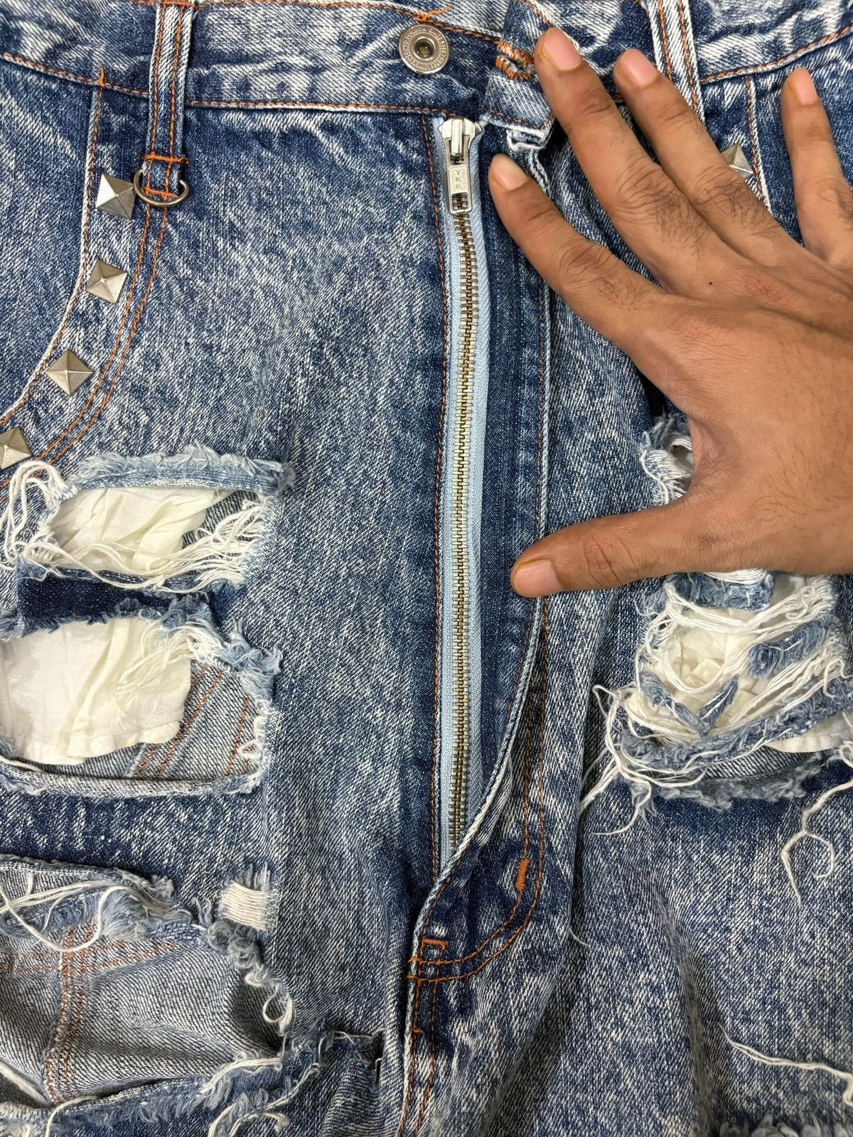 Super Lovers Vintage Japanese Super Lovers Destroyed Jean Shorts Jorts Size US 29 - 3 Thumbnail