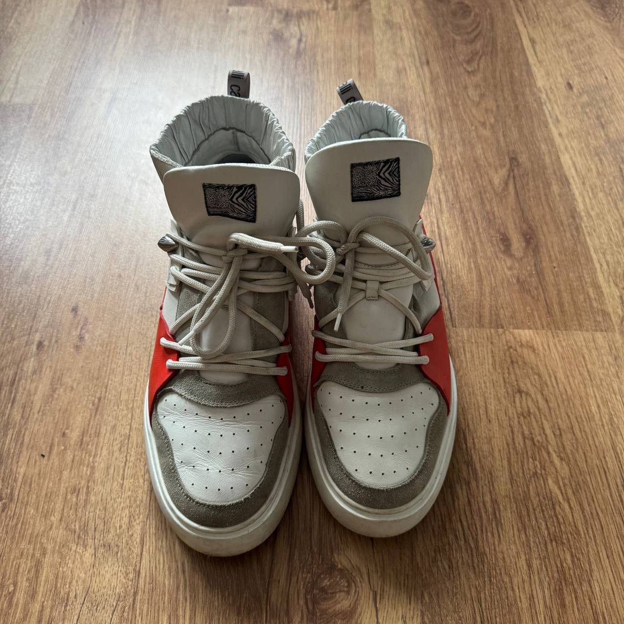 Roberto Cavalli Roberto Cavalli Tiger Tooth Panelled High Top Leather shoes Size US 9.5 / EU 42-43 - 10 Thumbnail