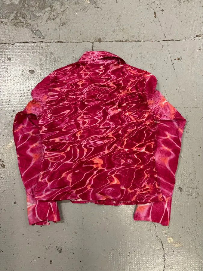 Just Cavalli 2000s Cavalli Fuchsia Pink Wave Abstract Tie-Dye Shirt Size S / US 4 / IT 40 - 5 Thumbnail