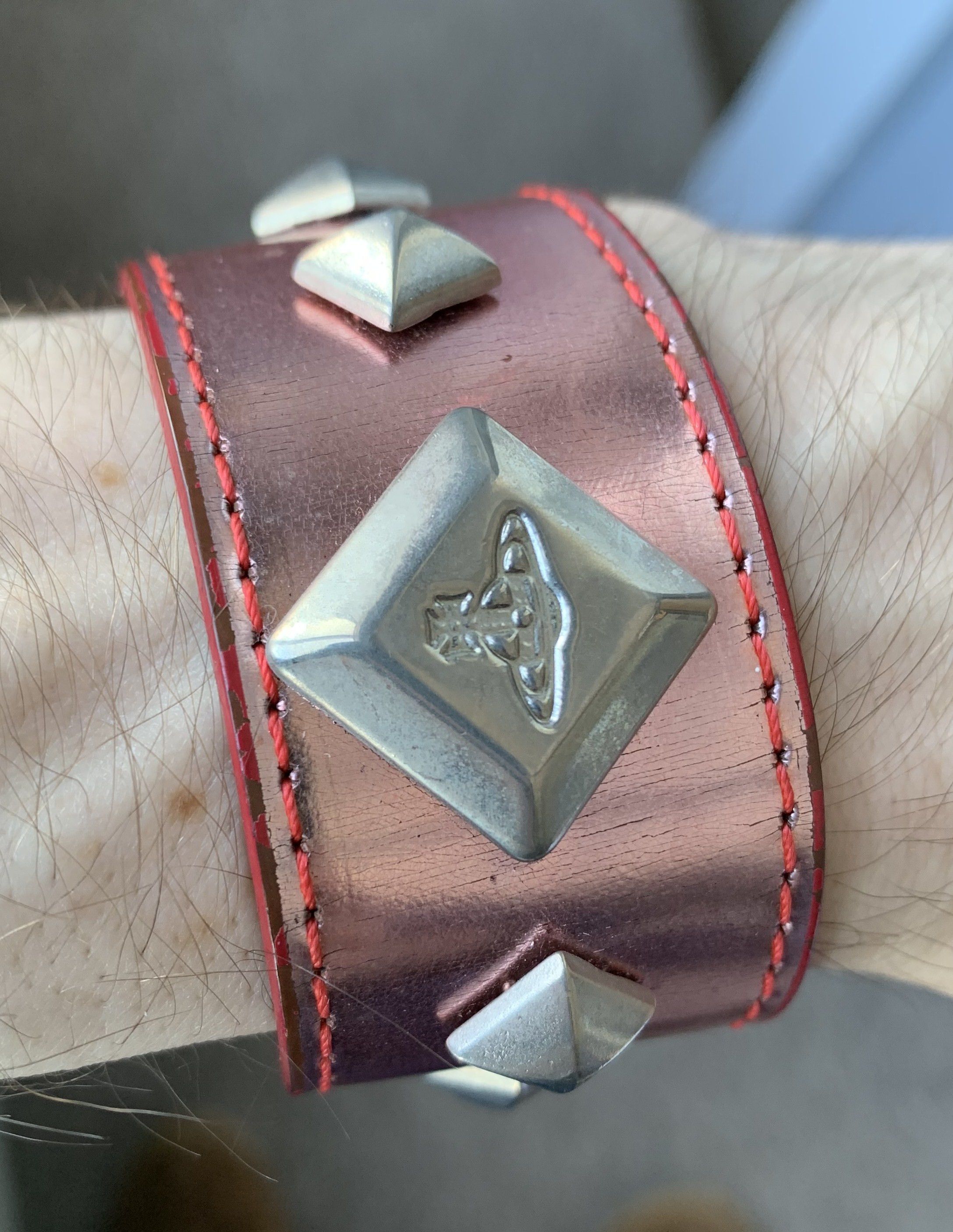 Vivienne Westwood Vivenne Westwood Studded Metallic Leather Orb Bracelet Size ONE SIZE - 1 Thumbnail