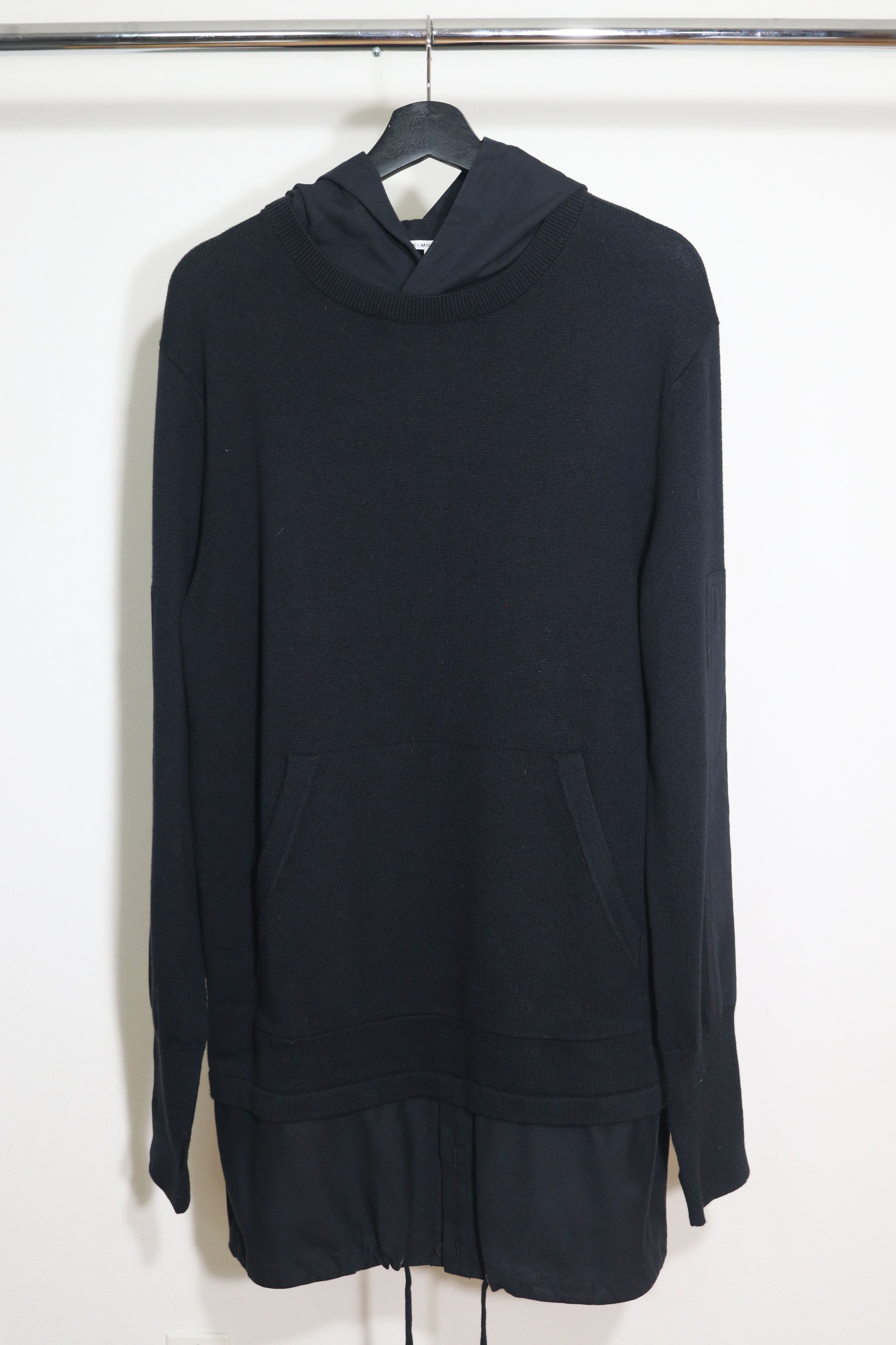 image of Helmut Lang Black Layered Hoodie, Men's (Size Medium)