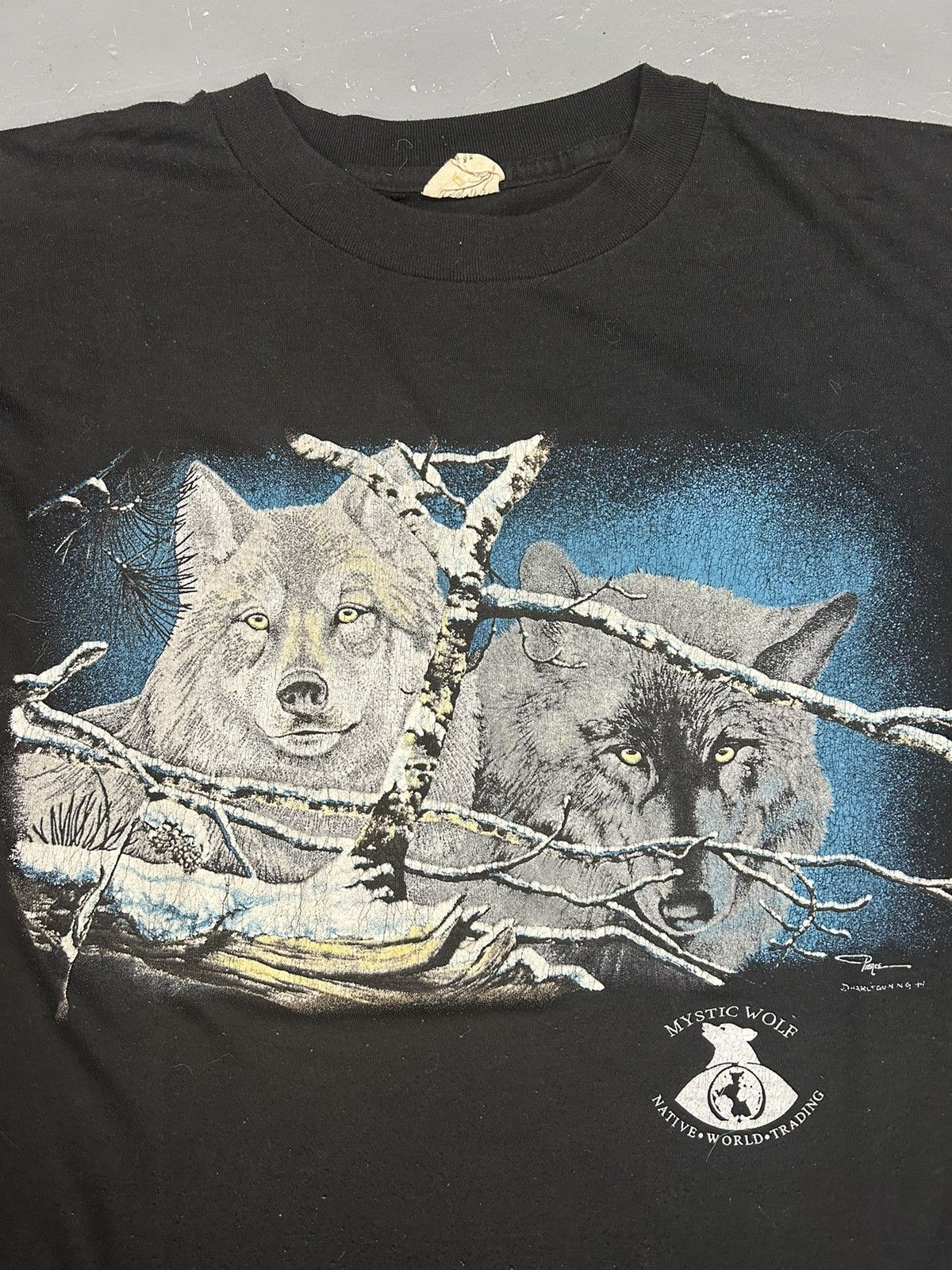 Vintage Crazy Vintage 90s Essential Black Wolf Animal Nature T-Shirt Size US L / EU 52-54 / 3 - 2 Thumbnail