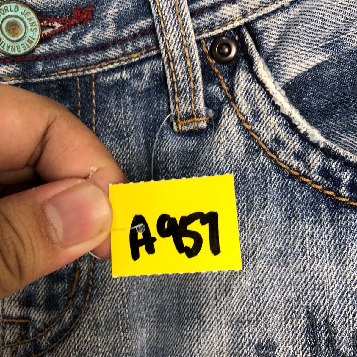 Japanese Brand A:R Blue Distressed ripped patchwork Denim Pants #A957 Size US 28 / EU 44 - 13 Thumbnail