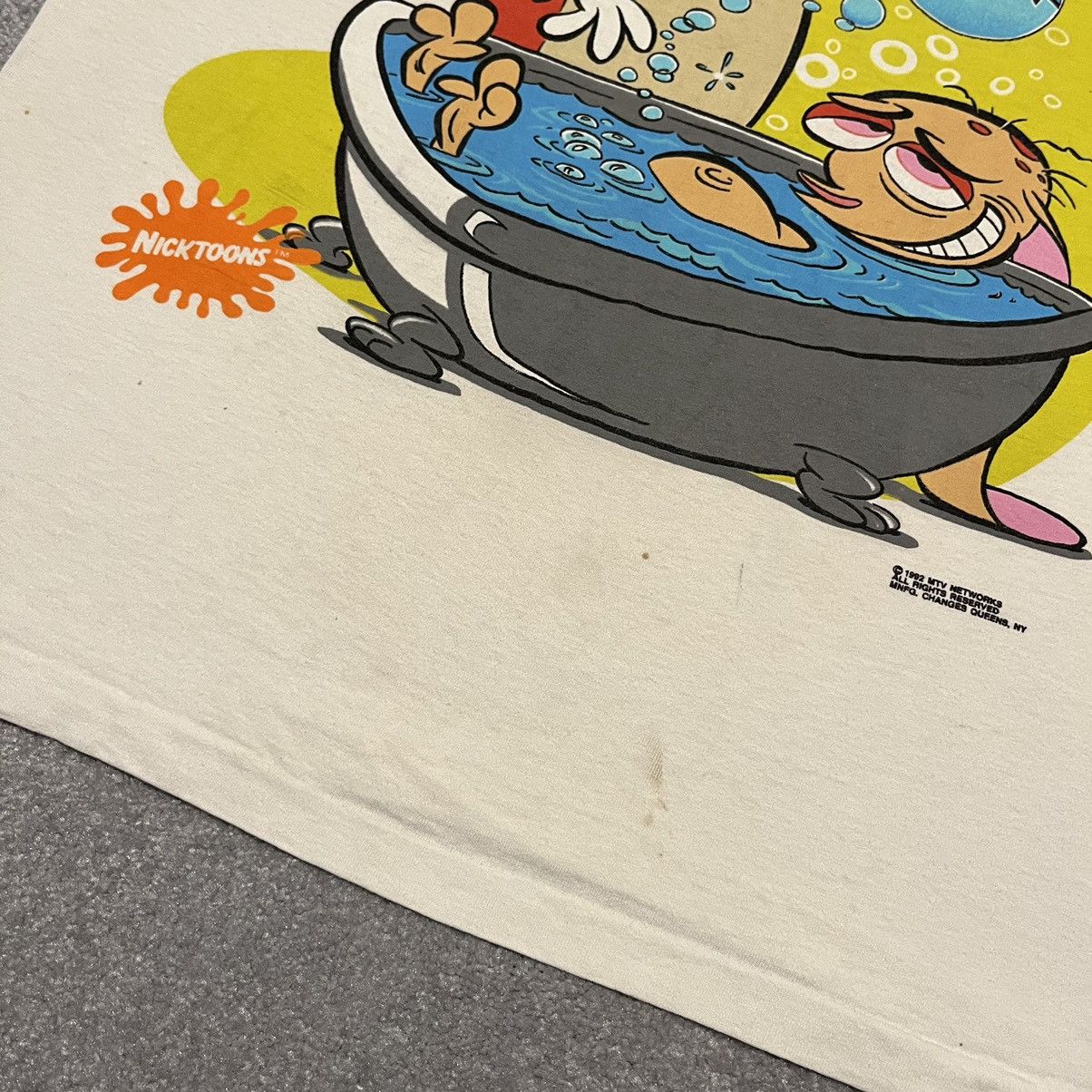 Nickelodeon Vintage 1990s Ren and Stimpy Show Nicktoons Bathtub Logo Tee Size US L / EU 52-54 / 3 - 8 Thumbnail