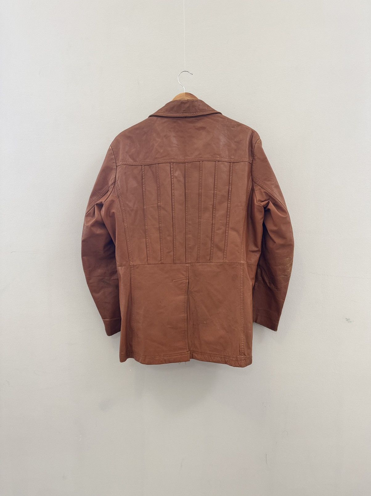 Other Vintage 90s Genuine Leather Racing Jacket Brown Biker Style Size US L / EU 52-54 / 3 - 9 Thumbnail
