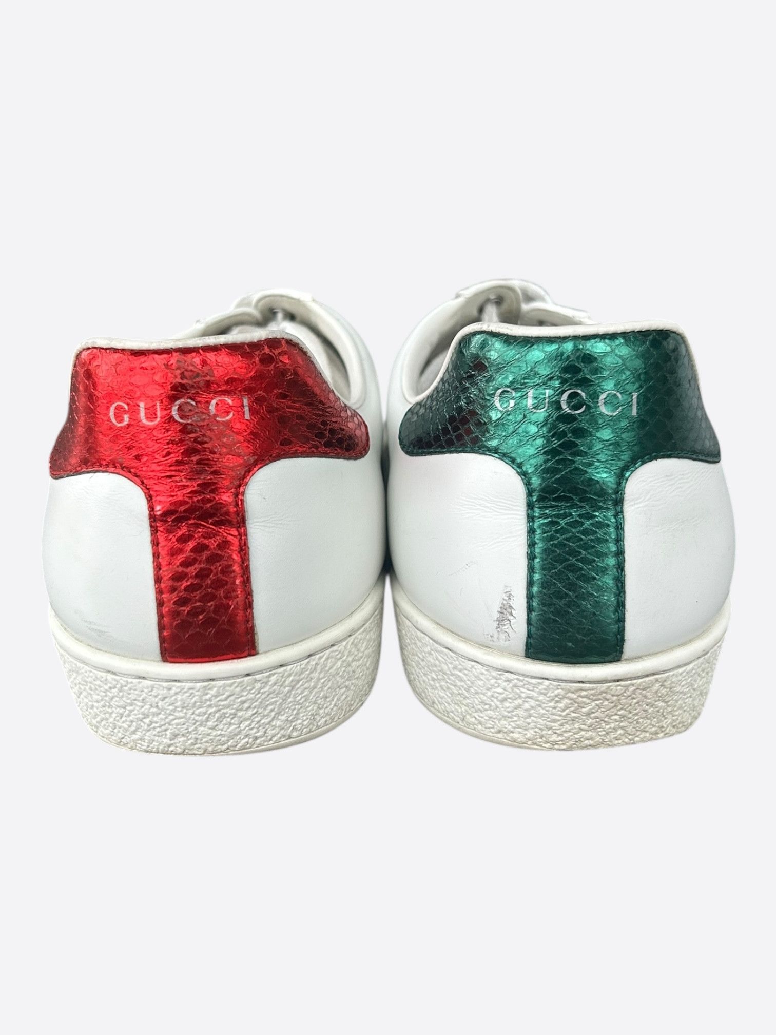 Gucci Gucci White Green & Red Snake Striped Ace Sneaker Size US 10 / EU 43 - 4 Thumbnail