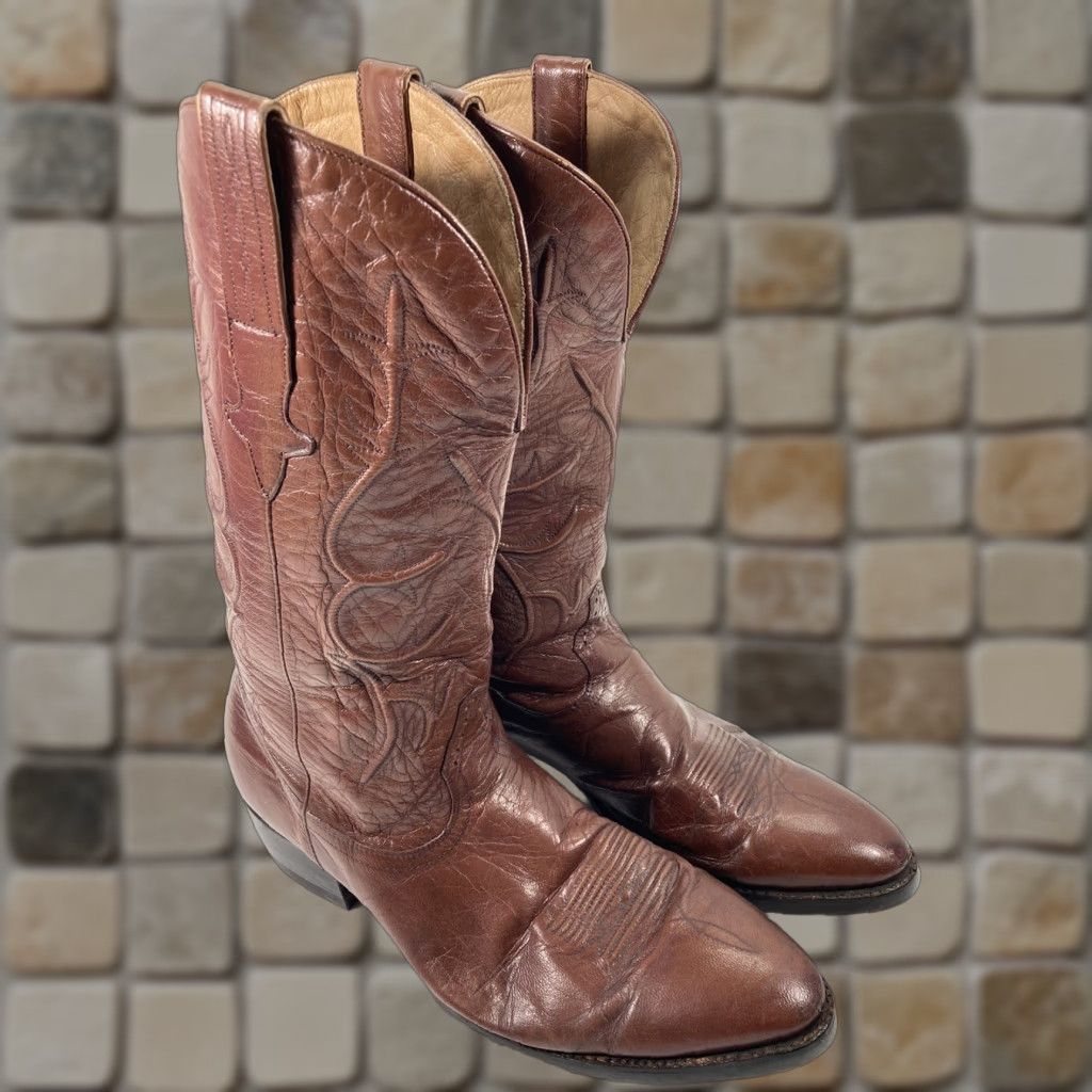 Vintage VINTAGE Chris Romero Boots Men Sz 9 D Brown Leather Pointed Toe New Heels Soles Western Leather Mens Size US 9 / EU 42 - 1 Thumbnail
