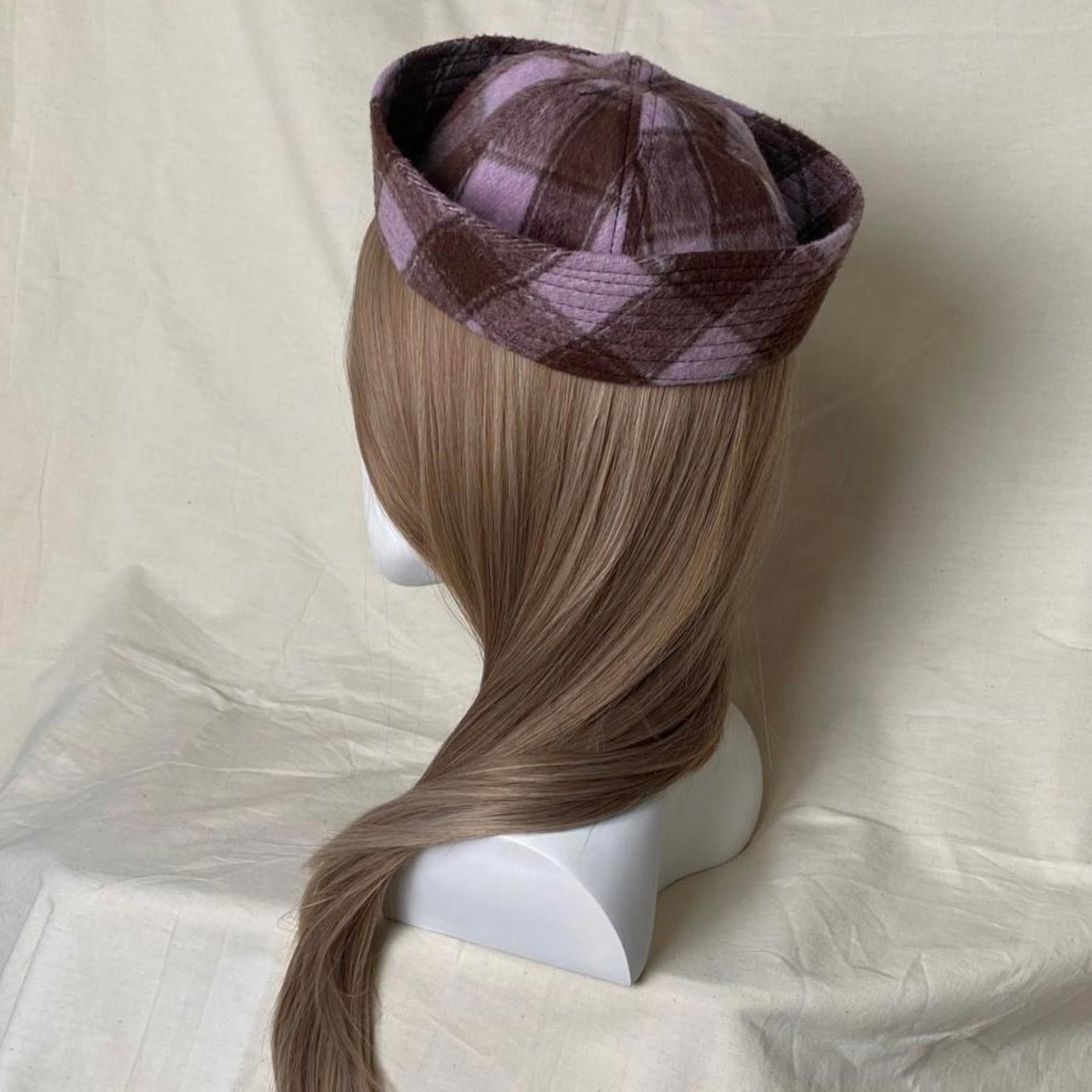 Japanese Brand Retro Pink Brown Plaid Beret Sailor Hat Y2K French Girl OS Size ONE SIZE - 5 Thumbnail