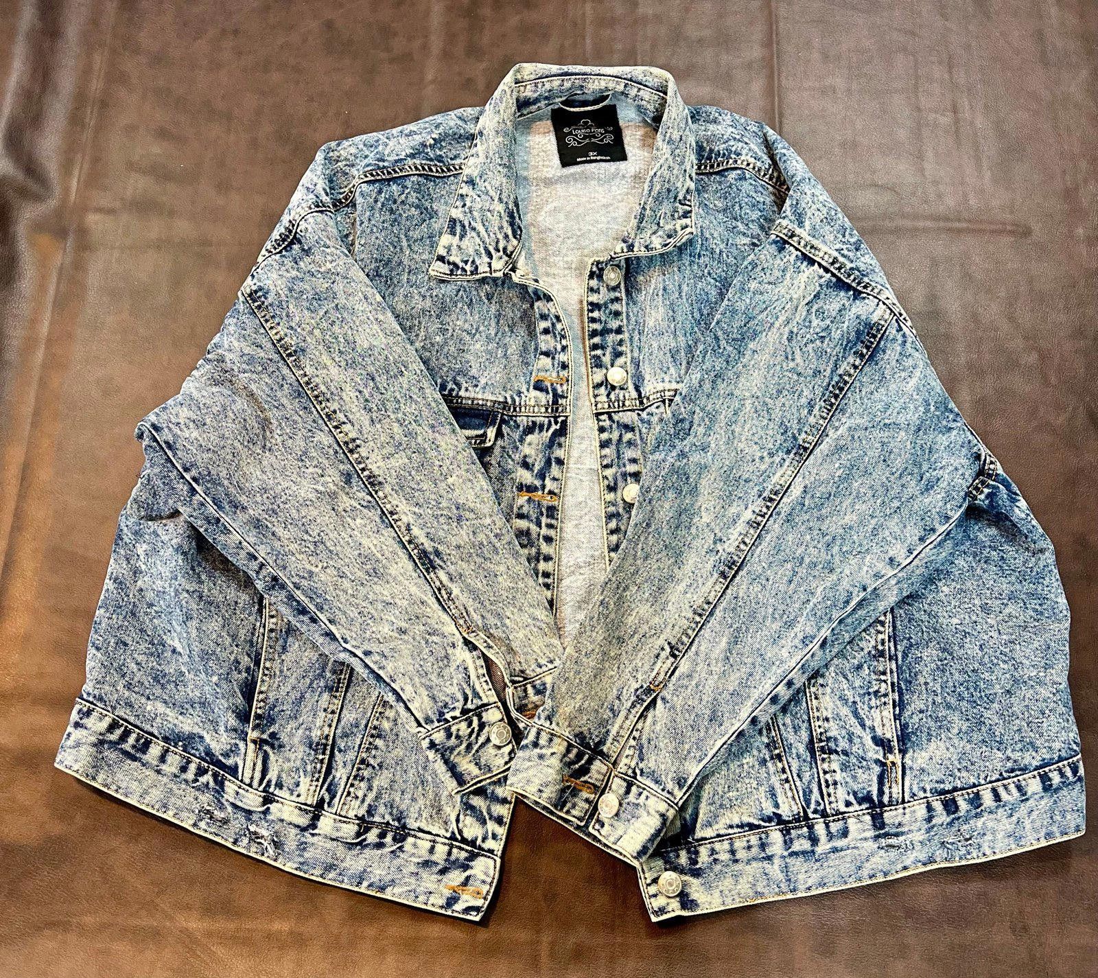 Designer Vintage Good Vibes Denim Jacket by Louise Paris Size 3XL / US 20-22 - 4 Thumbnail