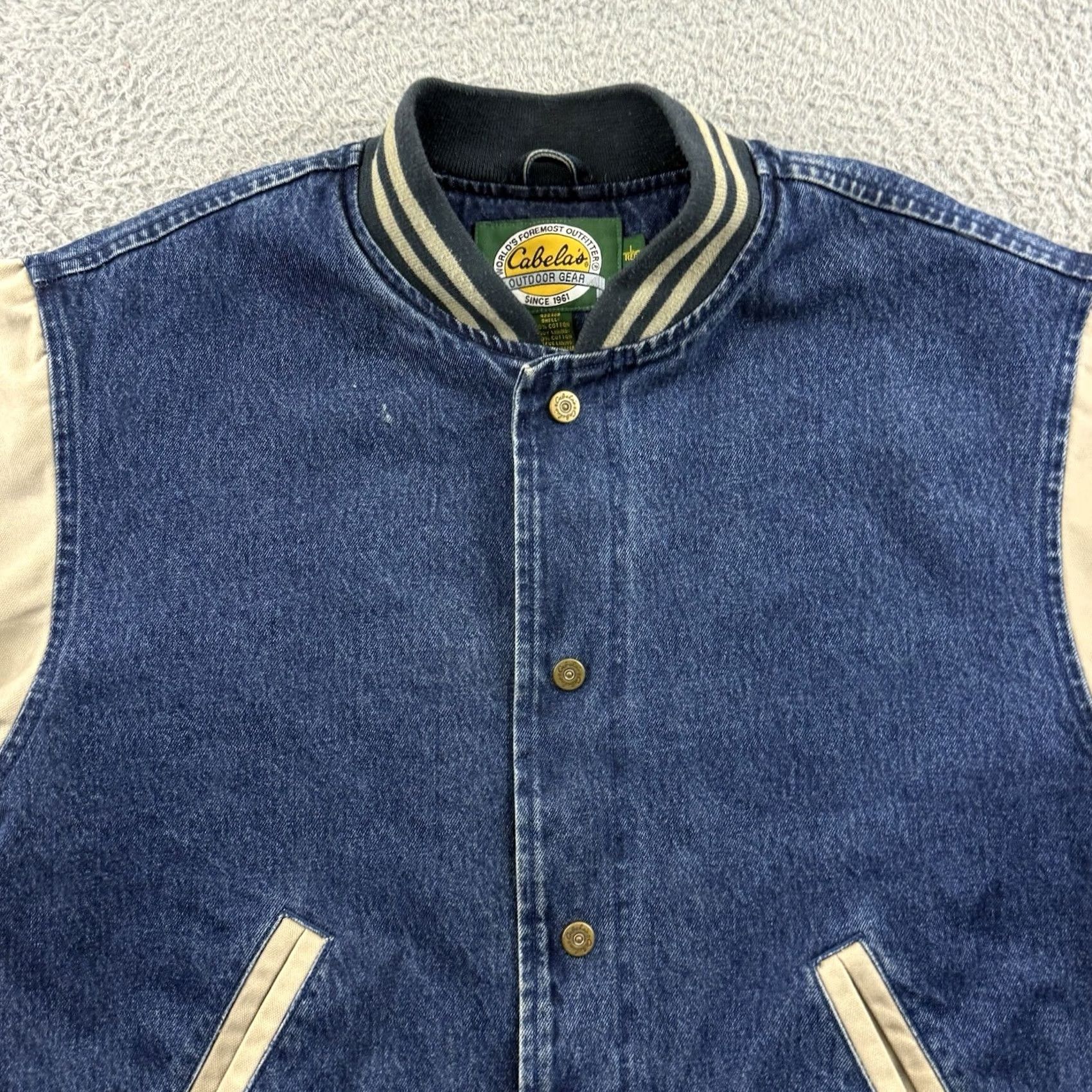 Vintage VINTAGE Cabela's Jacket Men Large Blue Denim 90s Lined Snap Button Grunge Outdoor Jacket Size US L / EU 52-54 / 3 - 3 Thumbnail