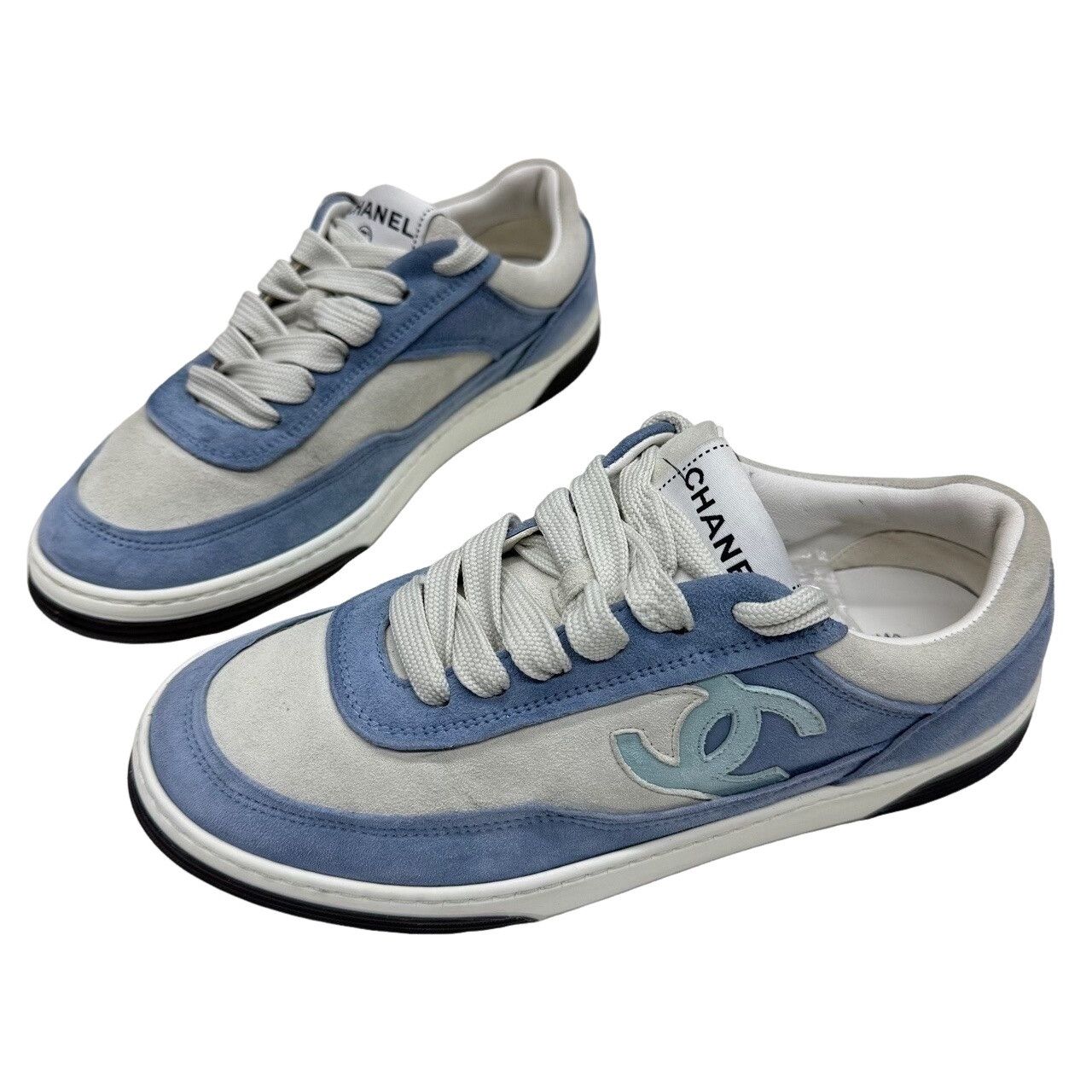 Chanel Chanel Blue Suede Low-Top Sneakers Size 37 Size US 7 / IT 37 - 1 Thumbnail