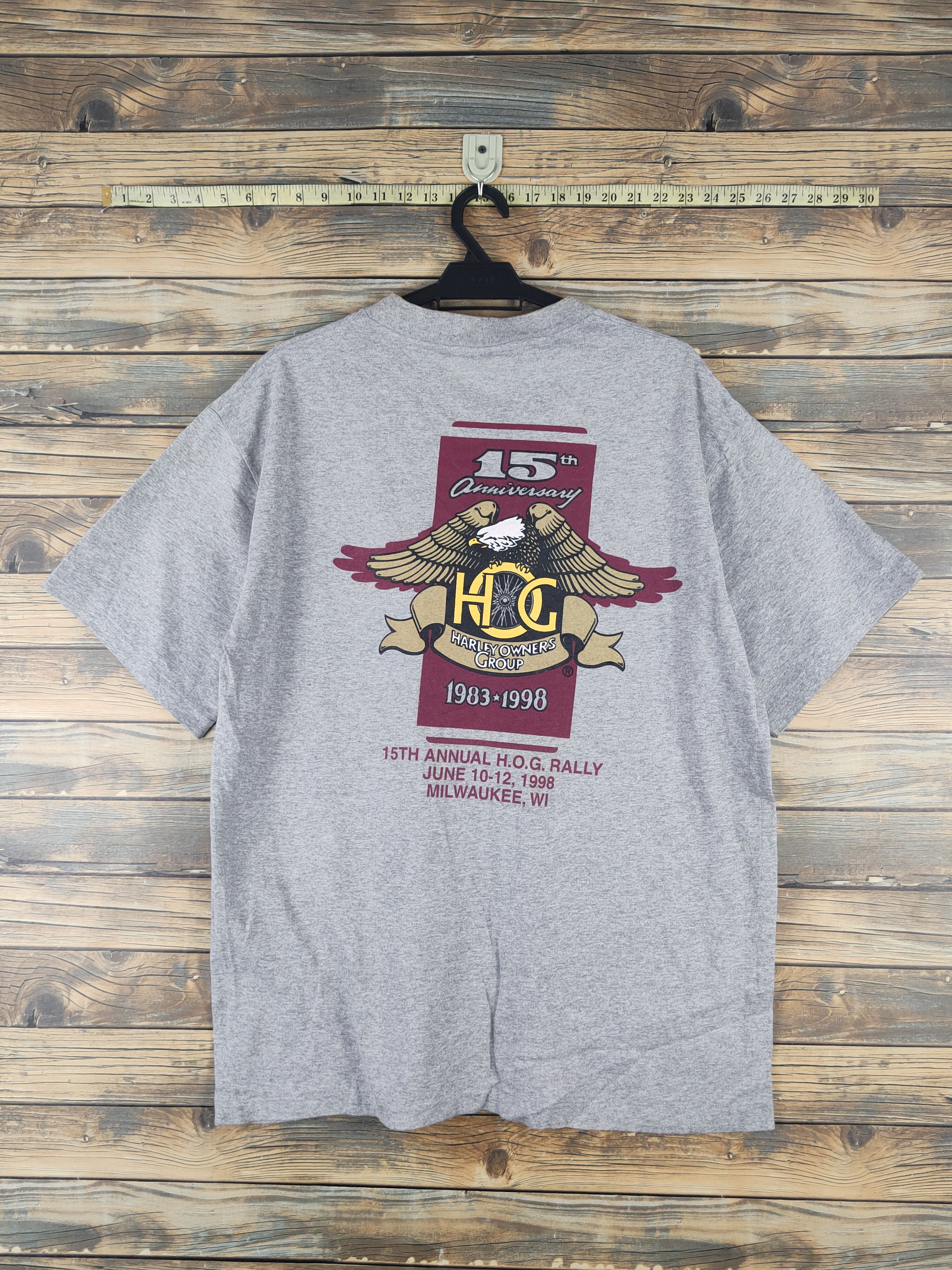 Harley Davidson DL 90' HOG Harley Davidson vintage Gray T-shirt #2552 Size US L / EU 52-54 / 3 - 8 Thumbnail