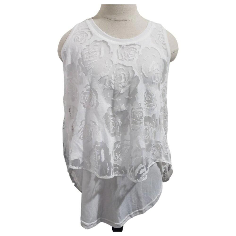 Designer CT1677 Ethyl Ladies White Floral Lined Sleeveless Shirt S Size S / US 4 / IT 40 - 1 Thumbnail