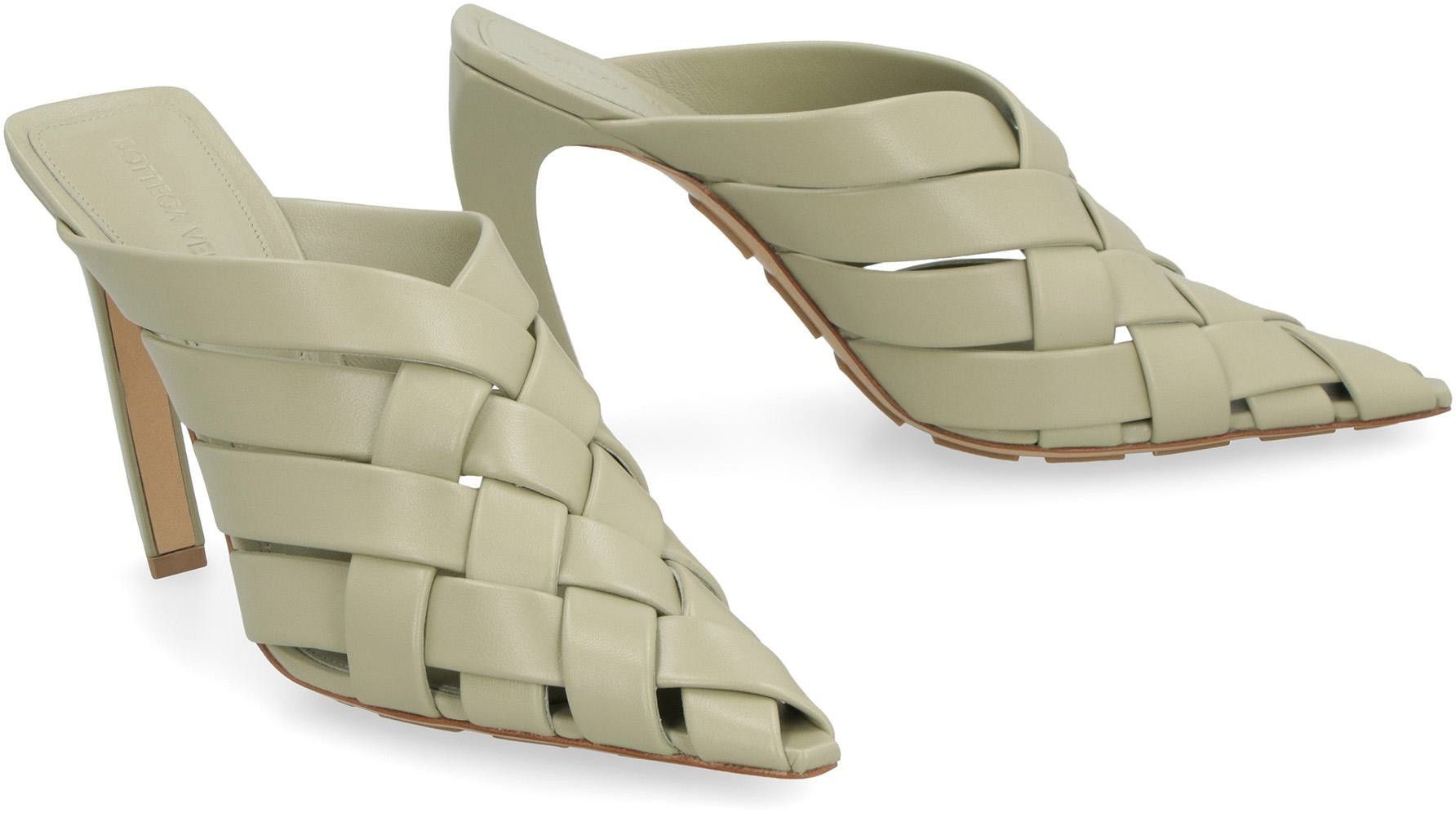 Bottega Veneta o1y0725 Leather Mules in Military Green Size US 10 / IT 40 - 3 Thumbnail