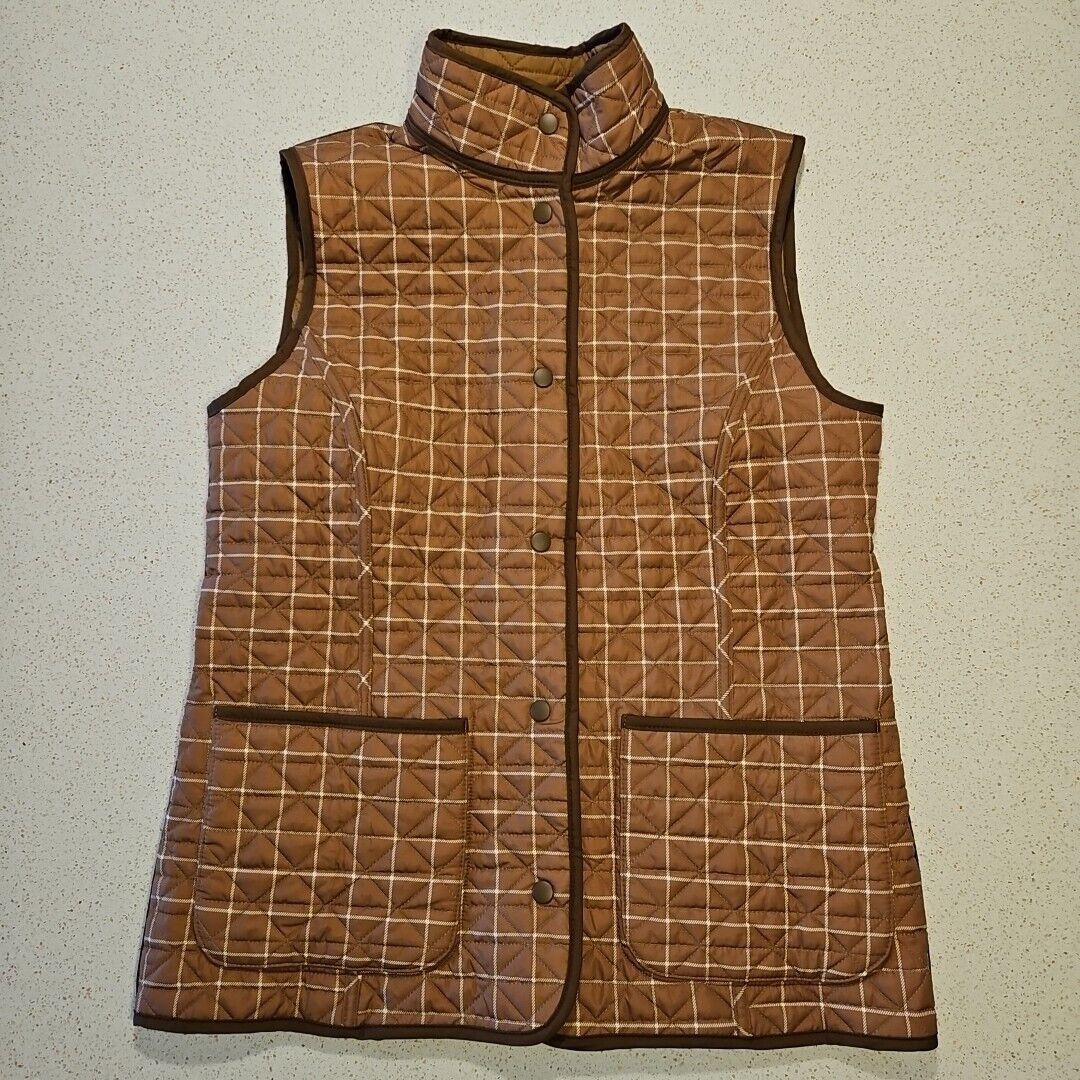 Lands' End Lands End Reversible Vest Womens M Brown Plaid Diamond Prima Size M / US 6-8 / IT 42-44 - 3 Thumbnail
