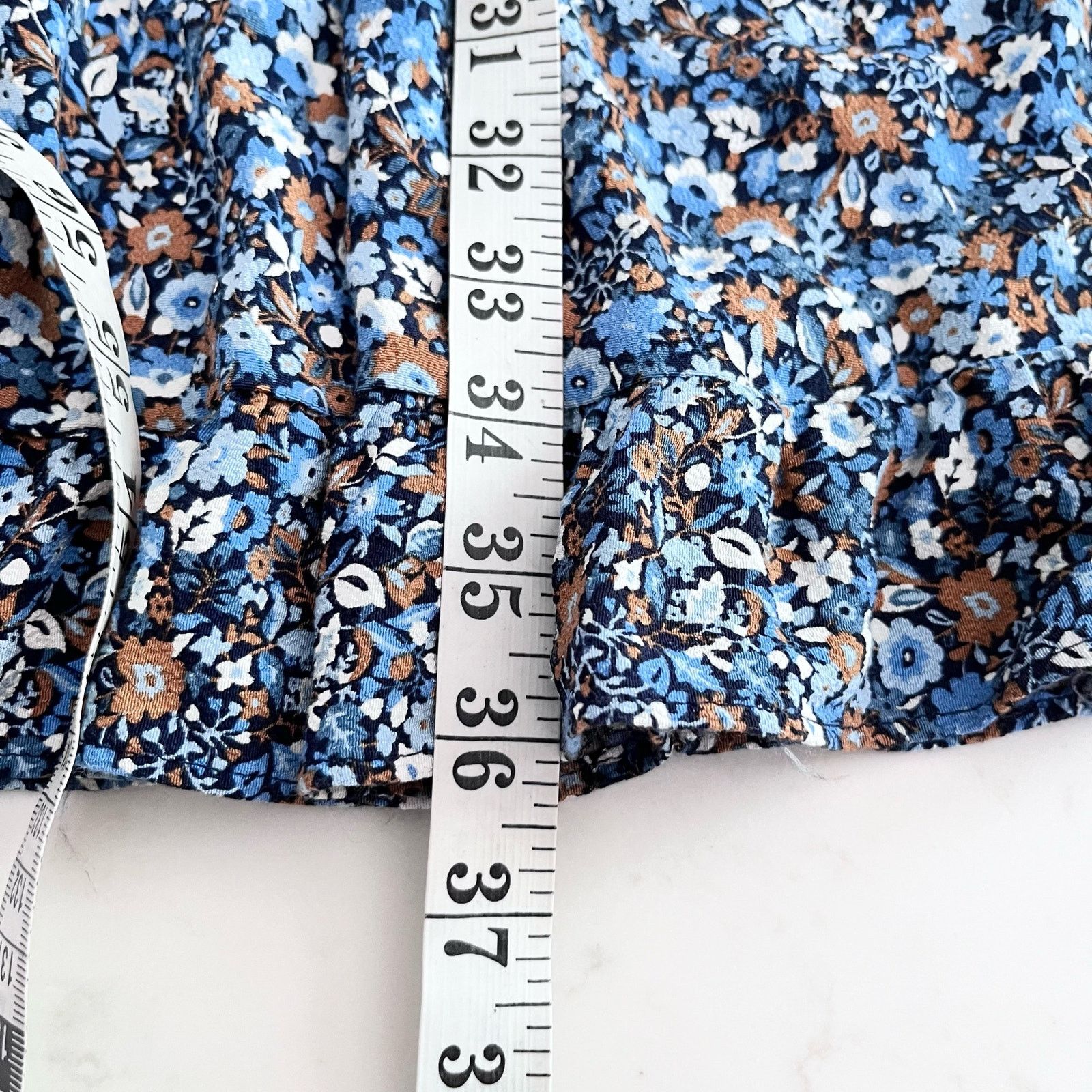 Boden Boden Ditsy Floral Smocked Yoke Blue Mini Dress size 4L Size S / US 4 / IT 40 - 10 Thumbnail