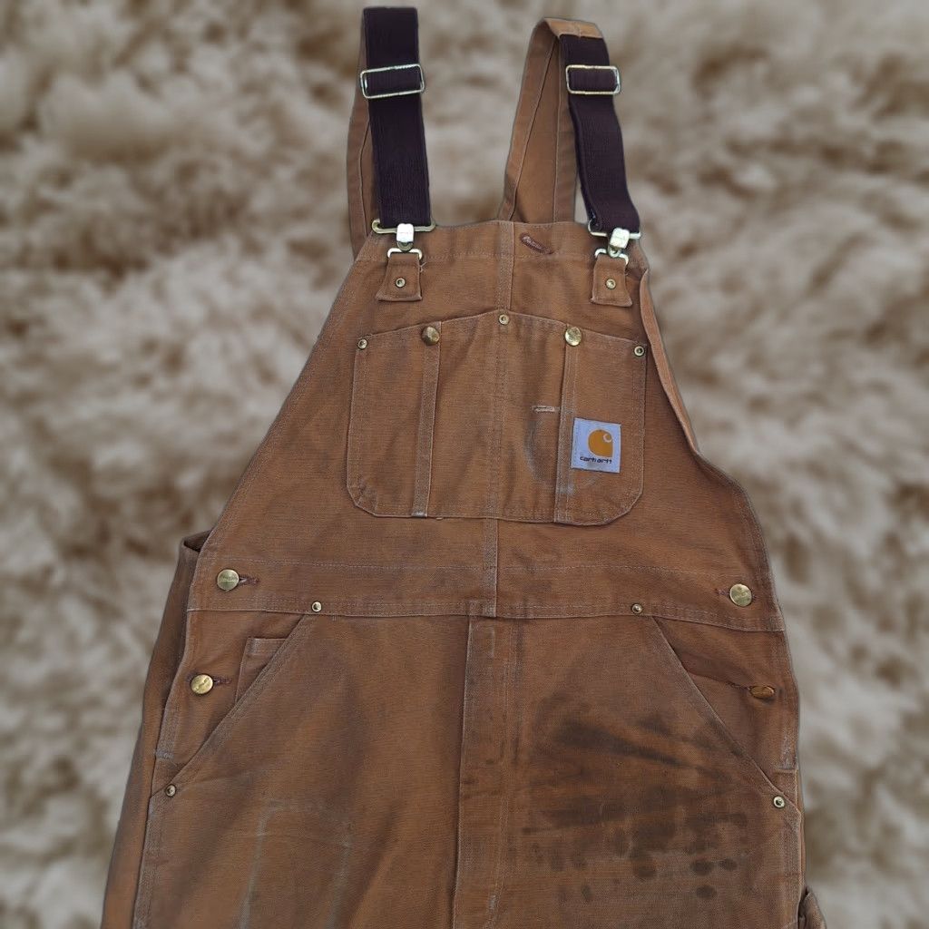 VINTAGE Carhartt Distressed Double Knee Canvas Carpenter Work Pants Brown 36x32 Mens Pants 80s 90s Grunge Hipster USA Logo Rockabilly