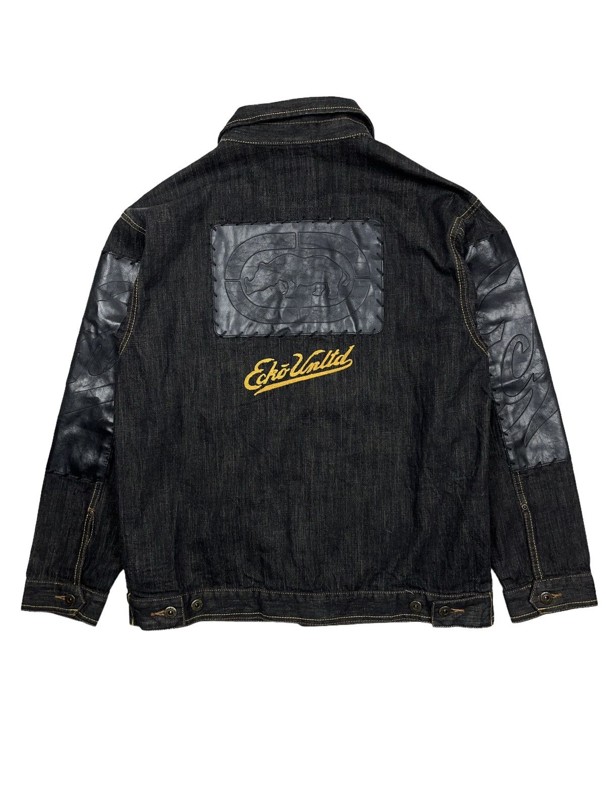 Ecko Unltd. Vintage Ecko Unltd. Denim Jacket Leather Patchwork Rhino Size US S / EU 44-46 / 1 - 2 Thumbnail