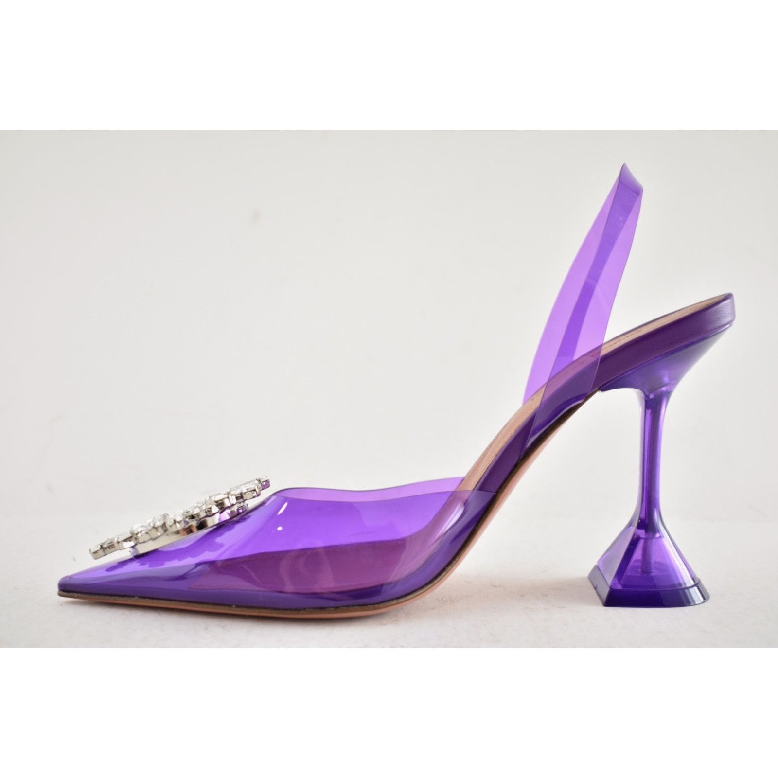 Amina Muaddi Amina Muaddi 95 Begum Glass PVC Purple Slingback Size US 9 / IT 39 - 15 Thumbnail