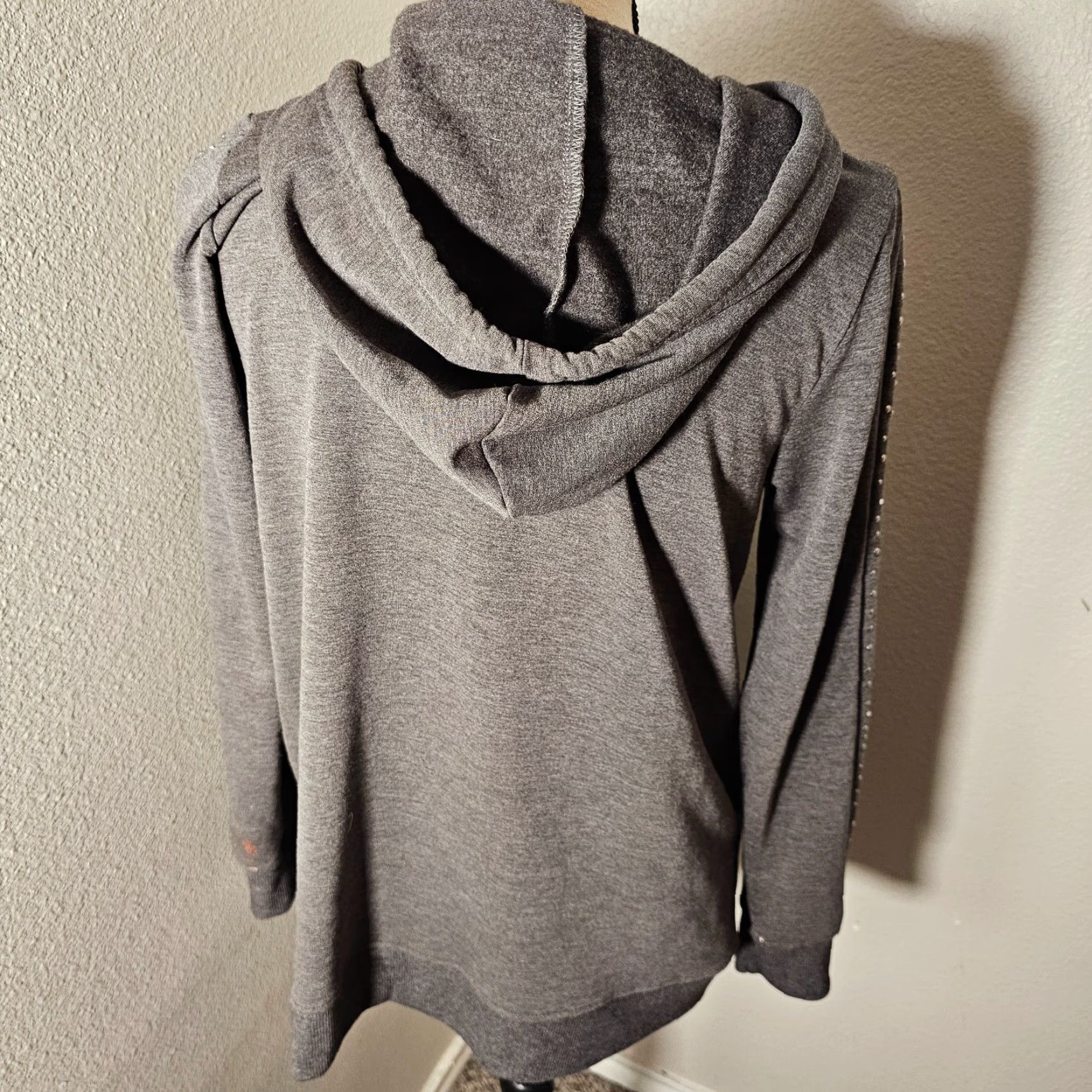 Vintage The Sweatshirt Project Hoodie Women’s Gray Jeweled Sleeves Size S Fleece V Neck Size S / US 4 / IT 40 - 4 Thumbnail