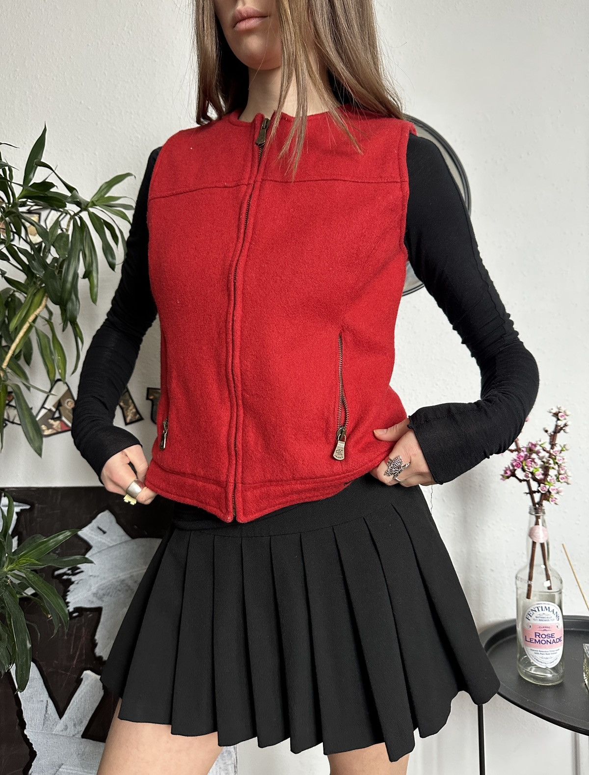 Calvin Klein × Vintage Calvin Klein Jeans Wool 90s WaistCoat Wool Red Jacket Vest Size S / US 4 / IT 40 - 2 Thumbnail