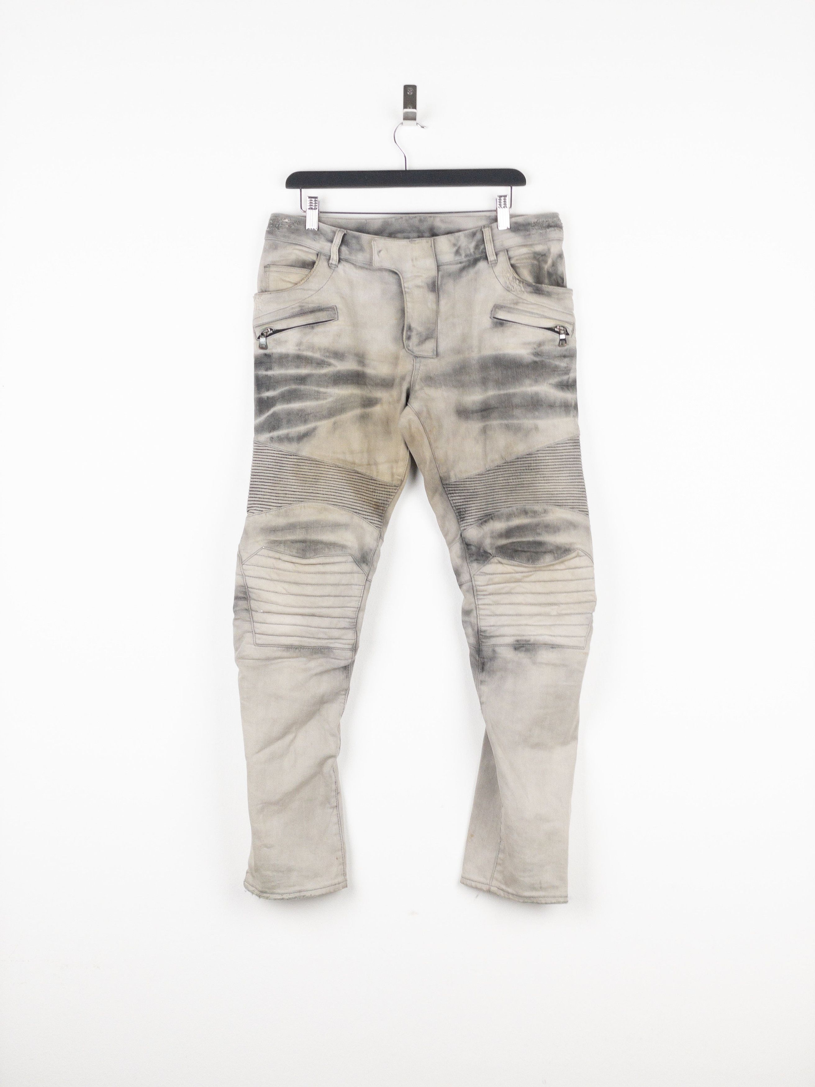 Balmain Dirtwash Padded Biker Denim Jeans Size US 32 / EU 48 - 1 Thumbnail