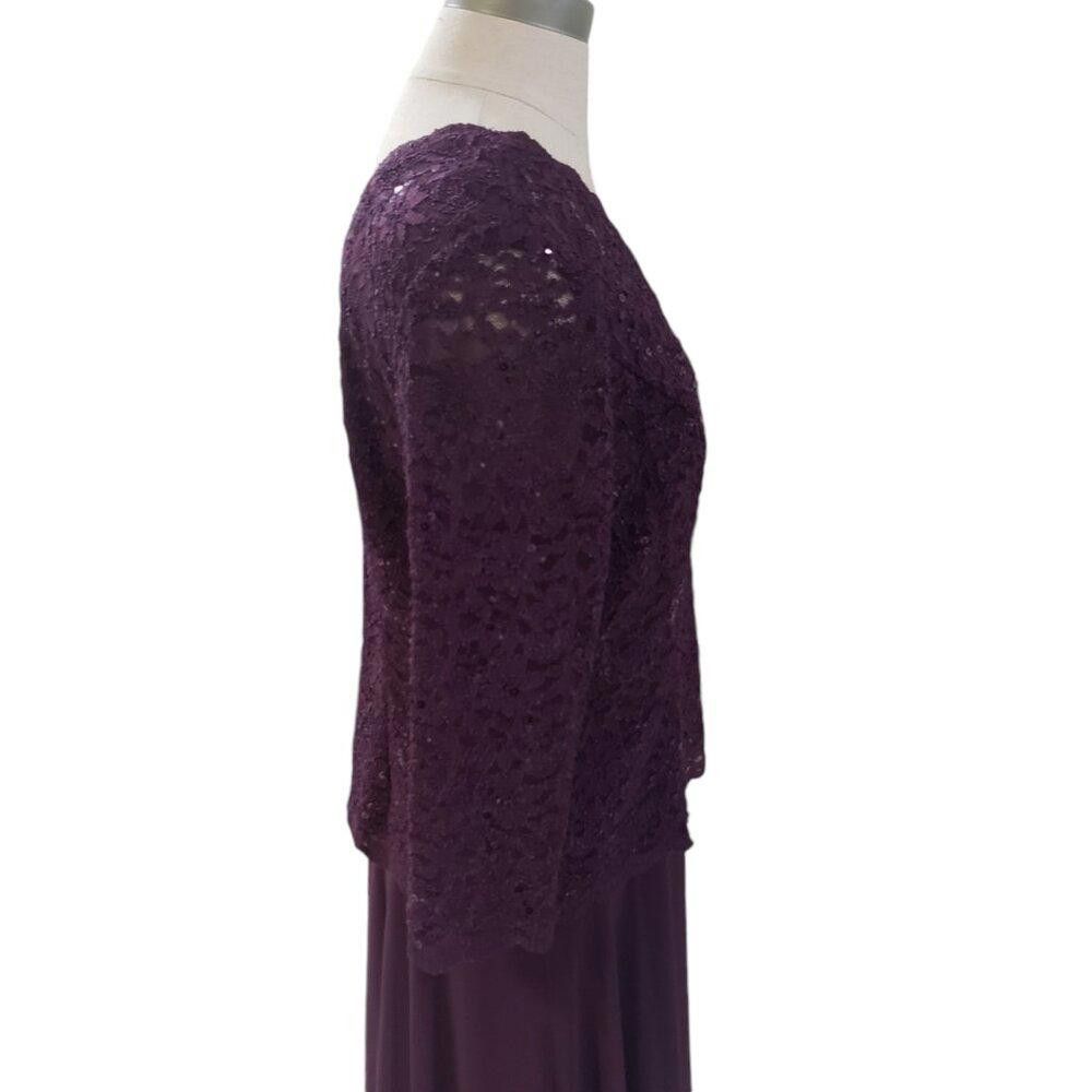 Designer CT1774 Alex Evenings Lace Purple Evening Cocktail Dress 14 Size XL / US 12-14 / IT 48-50 - 6 Thumbnail