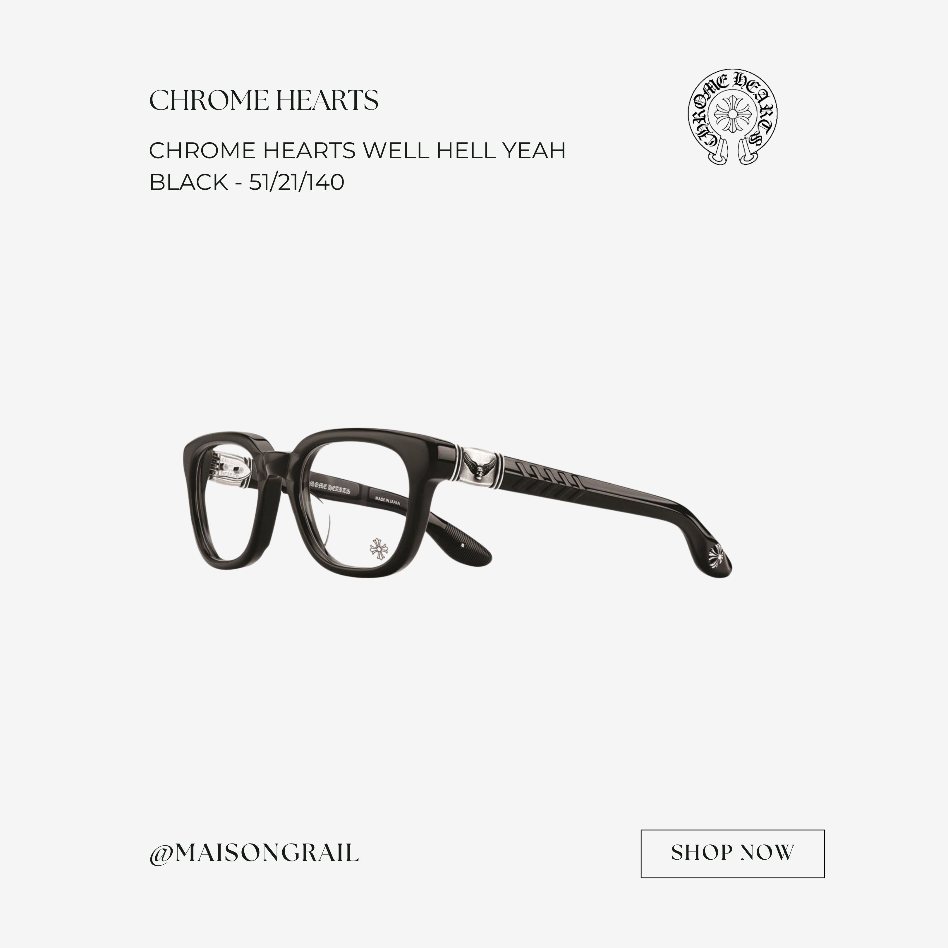 Chrome Hearts CHROME HEARTS WELL HELL YEAH BLACK EYEGLASSES Size ONE SIZE - 1 Thumbnail