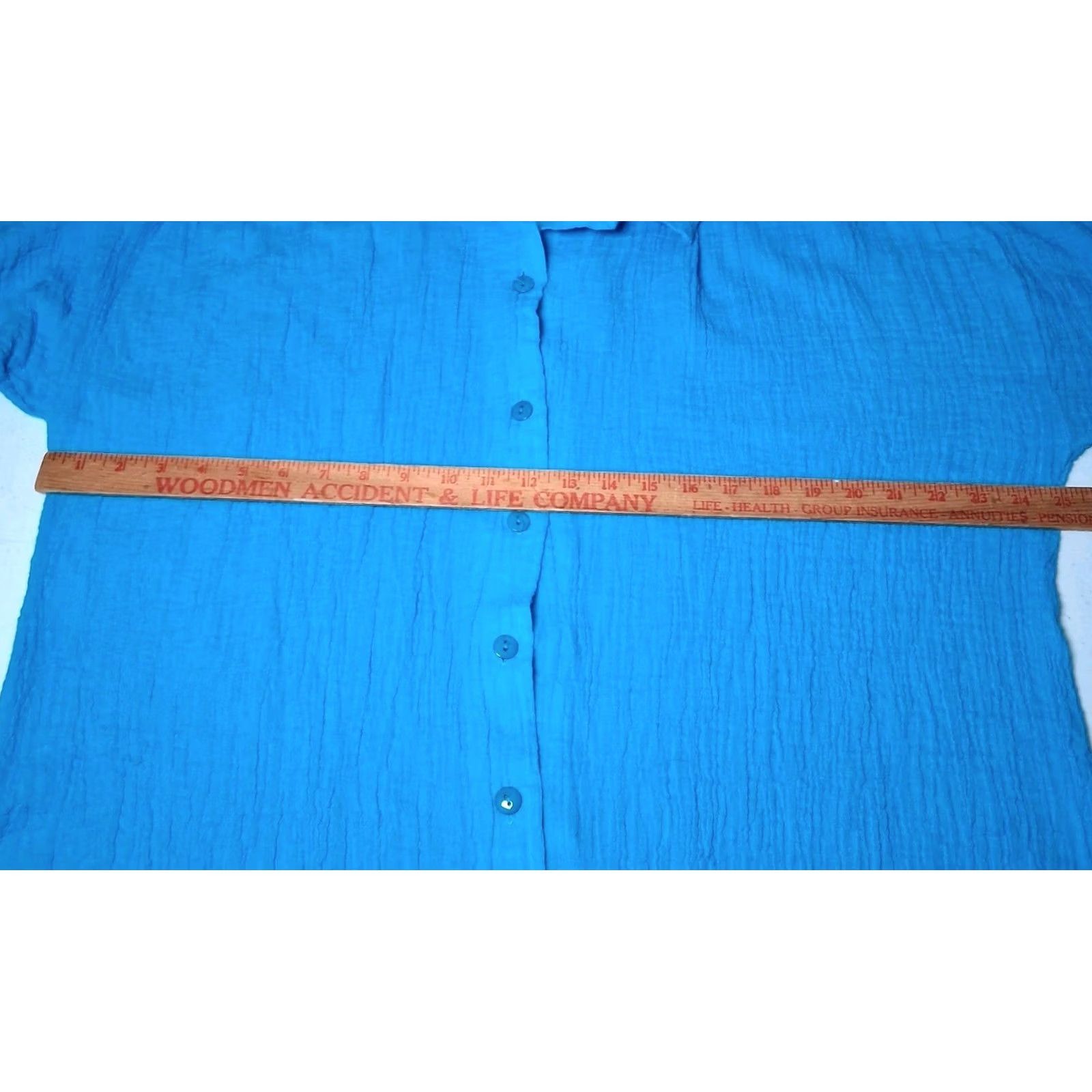 Vintage VINTAGE Loom Wear Shirt Plus Size 3X Turquoise Cotton Guaze Button Up Short Slv Size XXL / US 16-18 / IT 52-54 - 3 Thumbnail