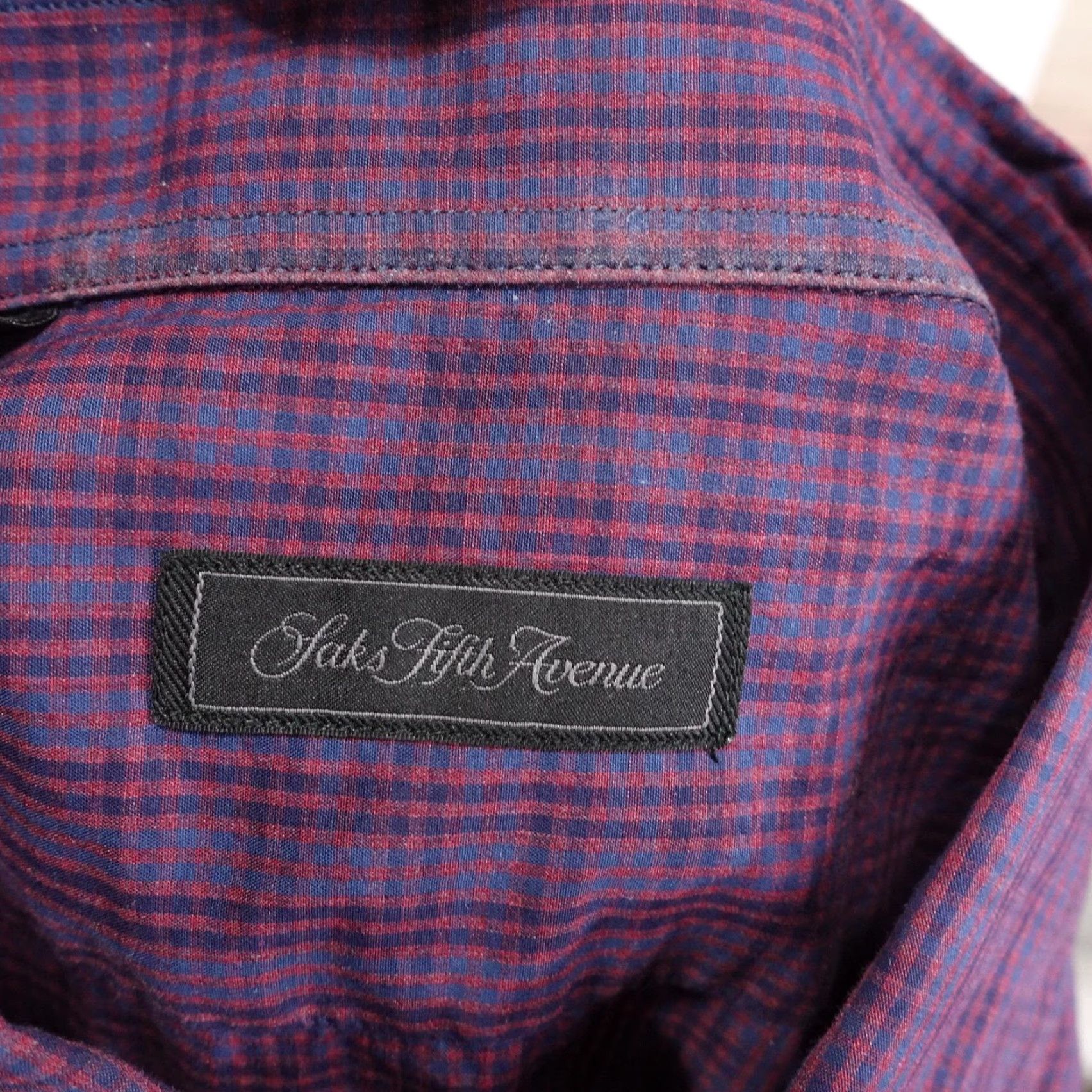 Saks Fifth Avenue Saks Fifth Avenue Shirt Mens Large Purple Plaid Cotton Button Front Long Sleeve Shirt Size US L / EU 52-54 / 3 - 7 Thumbnail