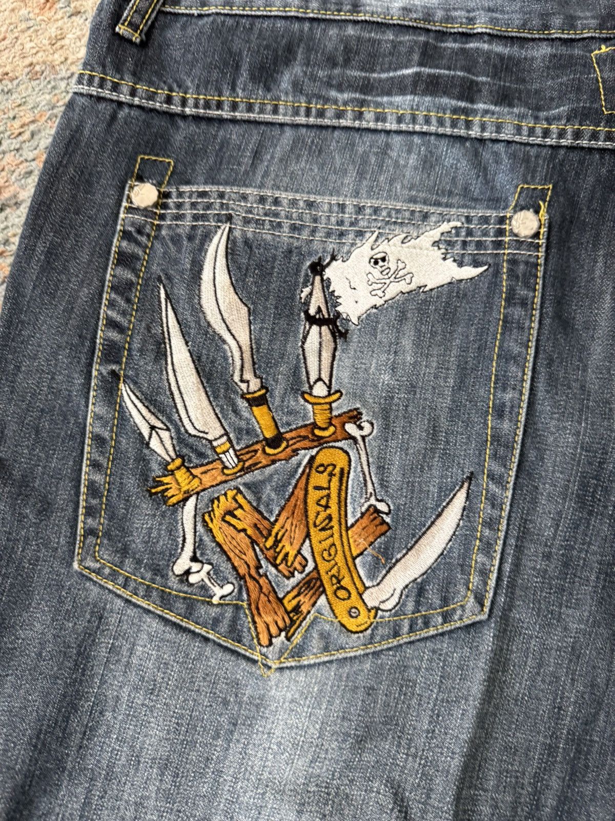 JNCO × Vintage VTG Y2K Miskeen Jnco Pirate Jean Shorts Rave Baggy 44 Size US 34 / EU 50 - 8 Thumbnail