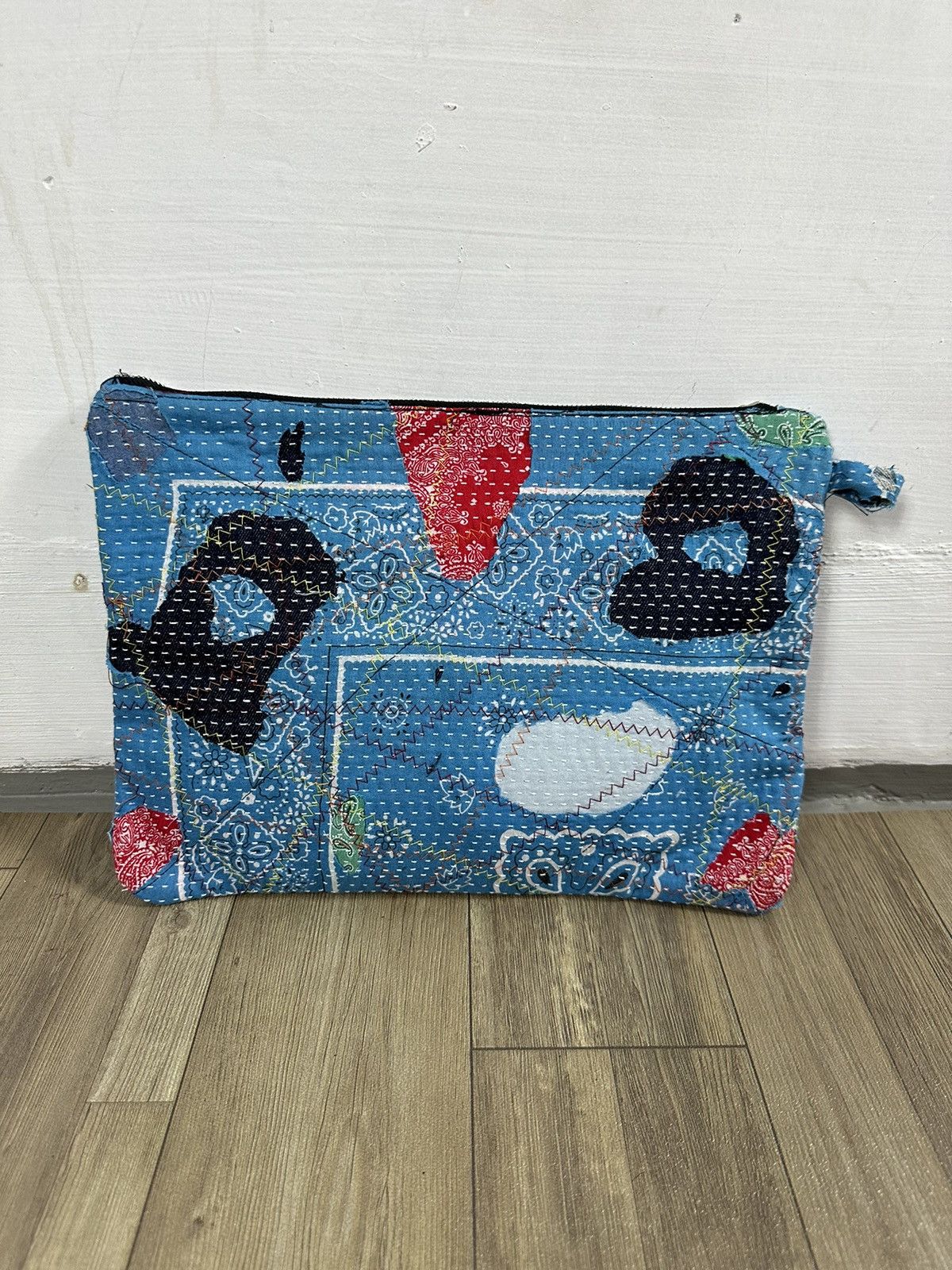 Handmade Custom Made Distressed Patchwork Boro Paisley cutch bag Size ONE SIZE - 7 Thumbnail