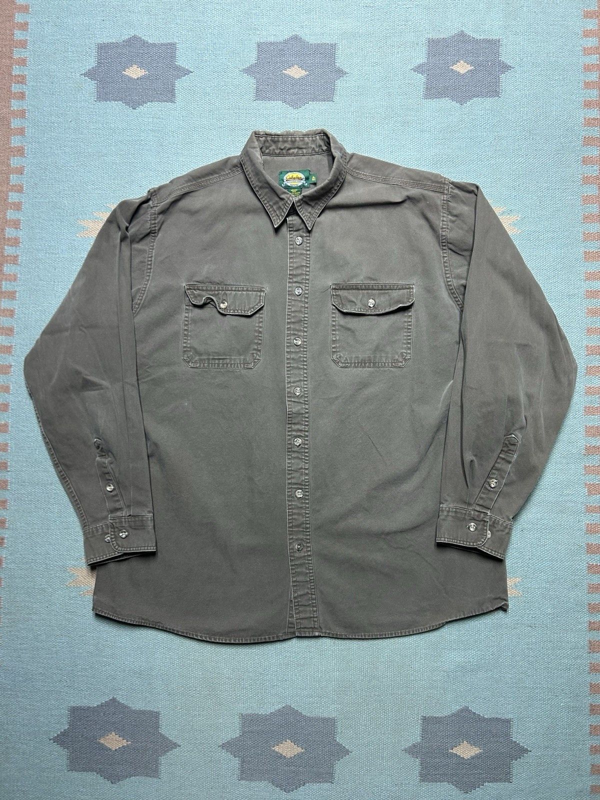 Vintage Vintage cabelas button shirt canvas cotton tan brown XL tall Size US XL / EU 56 / 4 - 1 Thumbnail